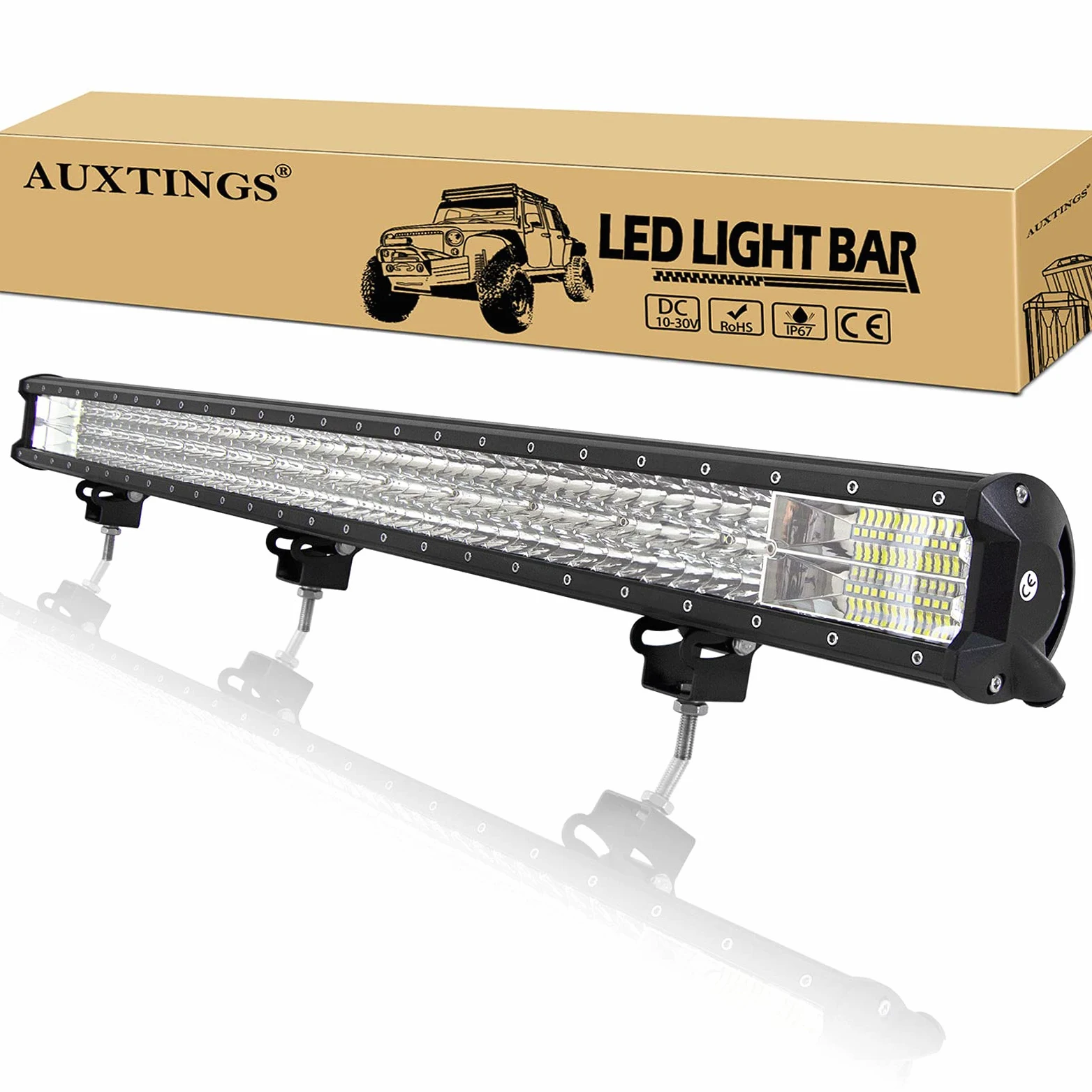 AUXTINGS 102 cm 40 pulgadas 540W 4x4 Barra de luces LED 3 filas foco combinado de inundación luces todoterreno luz de trabajo para camión JP vehículos SUV ATV UTV luces de barco 12V 24V impermeable