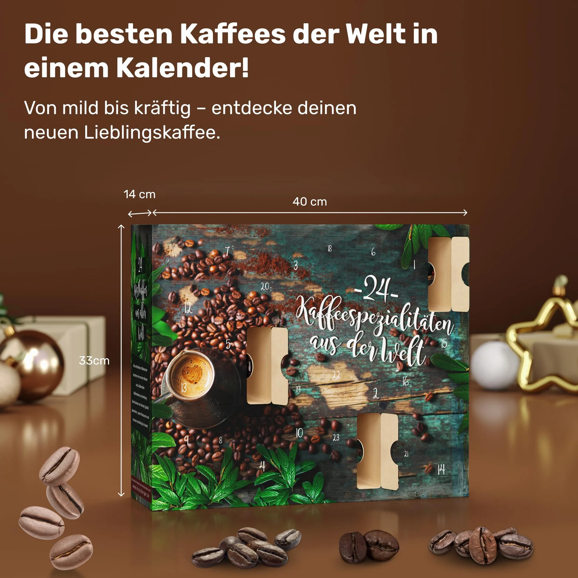 BOXILAND® Calendario de Adviento de Café Molido 2025 BIO y FAIRTRADE – 24 cafés de especialidad