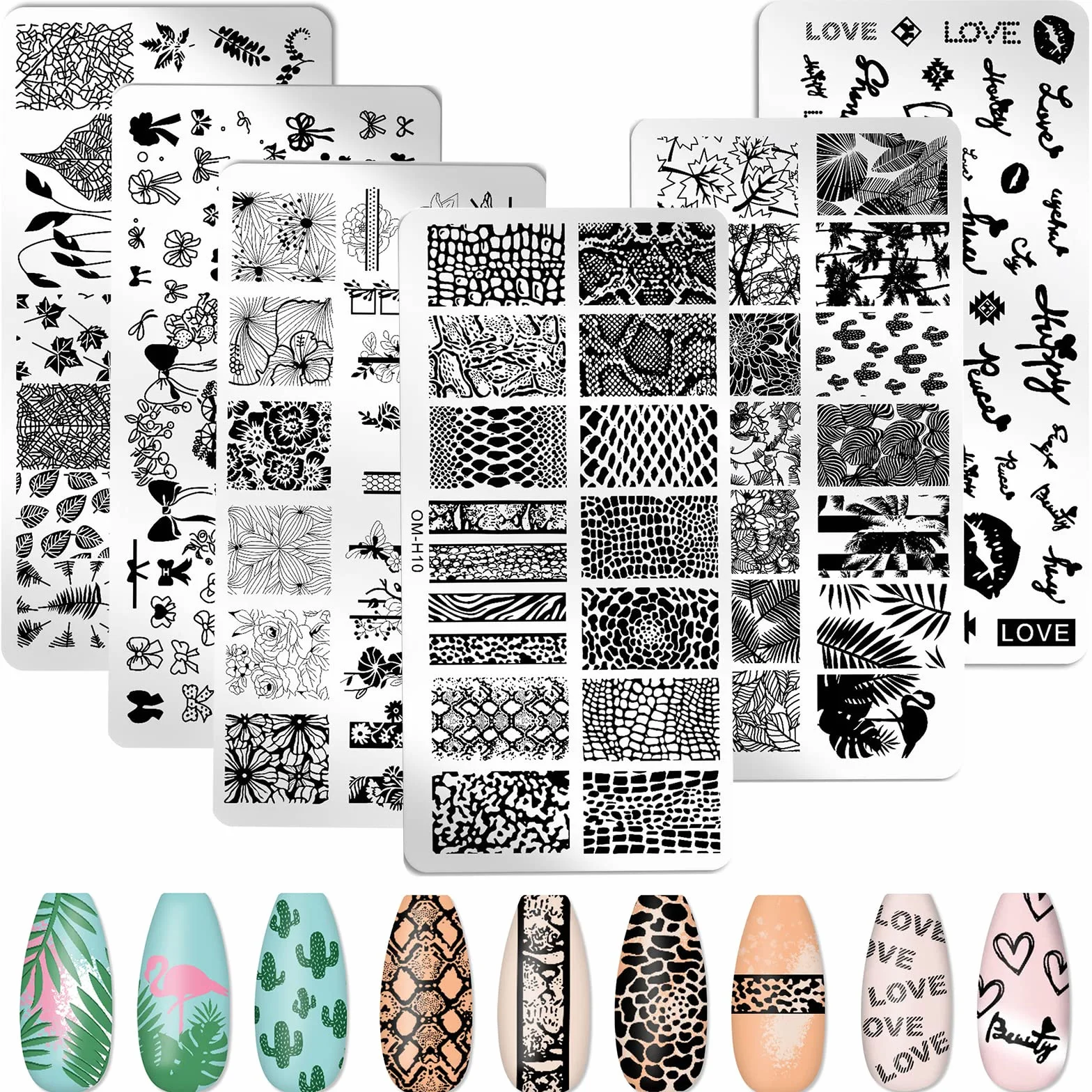 MWOOT 6 Piezas Placas Estampacion Uñas Nail Art Stamping