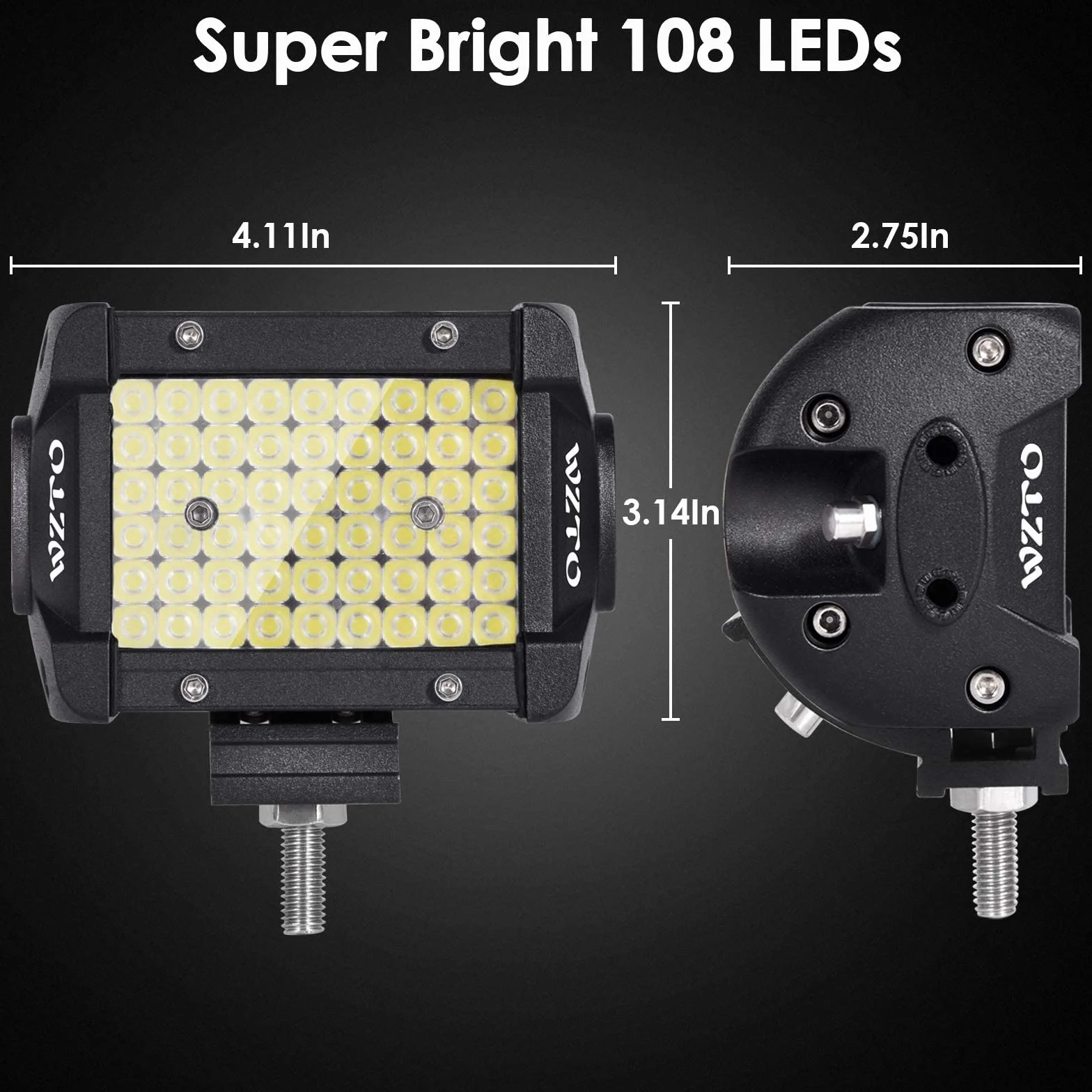 Focos LED Tractor, WZTO 2PCS 4" 300W 30000LM Luz de Trabajo Led 108 Luces Auxiliares Led,DC12~24V Offroad IP67 Luz de Marcha Atrás Impermeable Para Motocicleta Todoterreno,Tractor,Camión,SUV,UTV