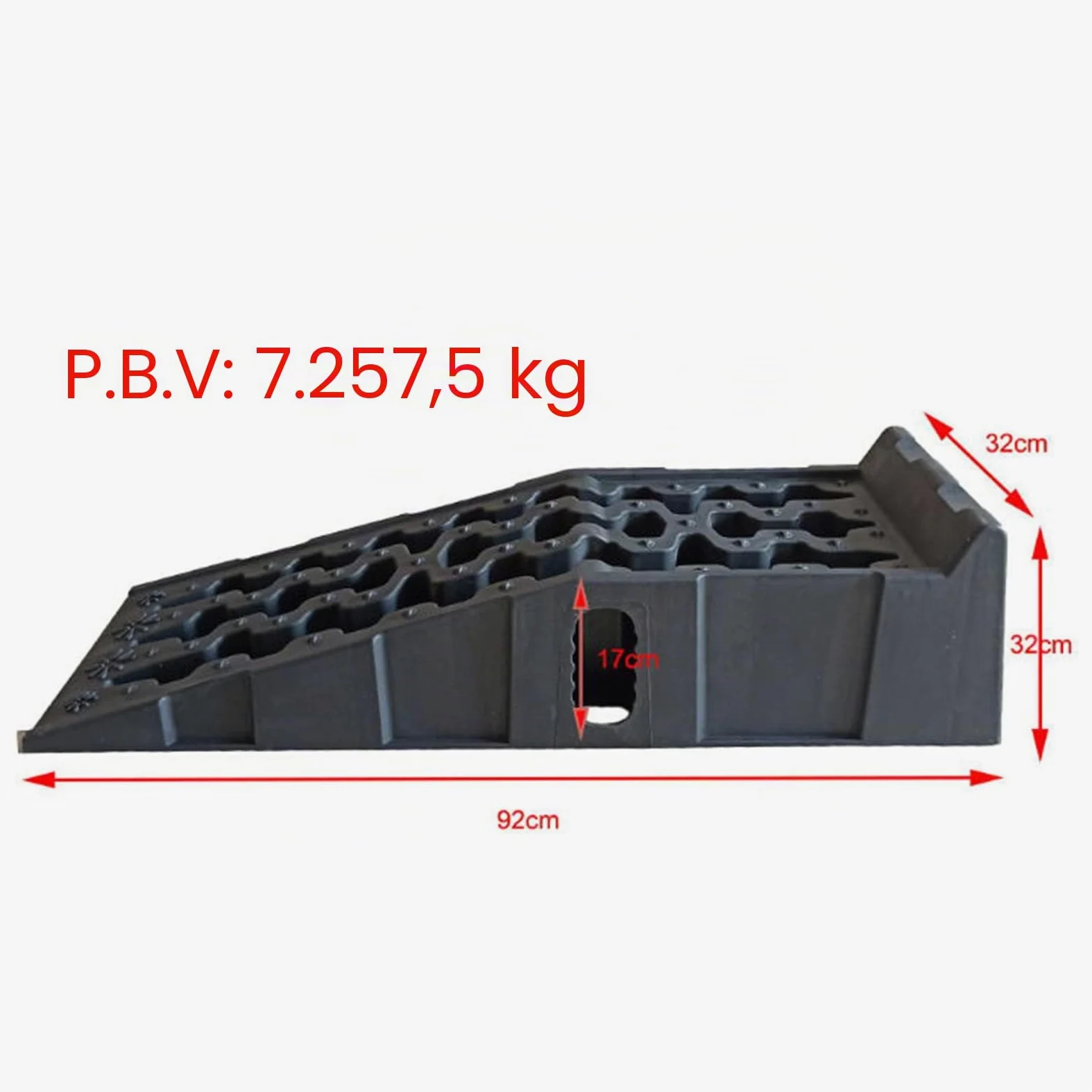 Juego de 2 rampas de plástico, 920 mm, capacidad de carga 7,2T, 320 mm de ancho, rampa de carga para coches y caravanas