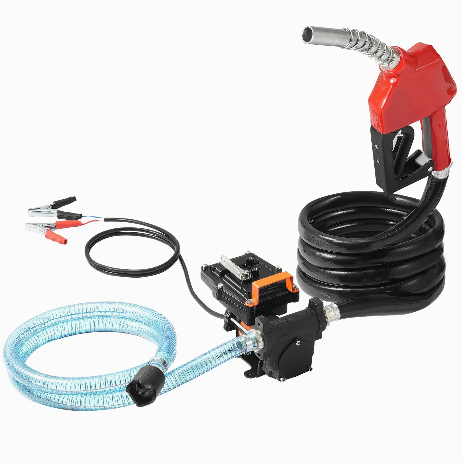 VEVOR Bomba Transferencia de Combustible 12V CC 15 GPM 1/4 HP Bomba de Transferencia de Diésel Eléctrica Portátil con Boquilla de Combustible Apagado Automático para Mezclas de Gasolina, Diésel
