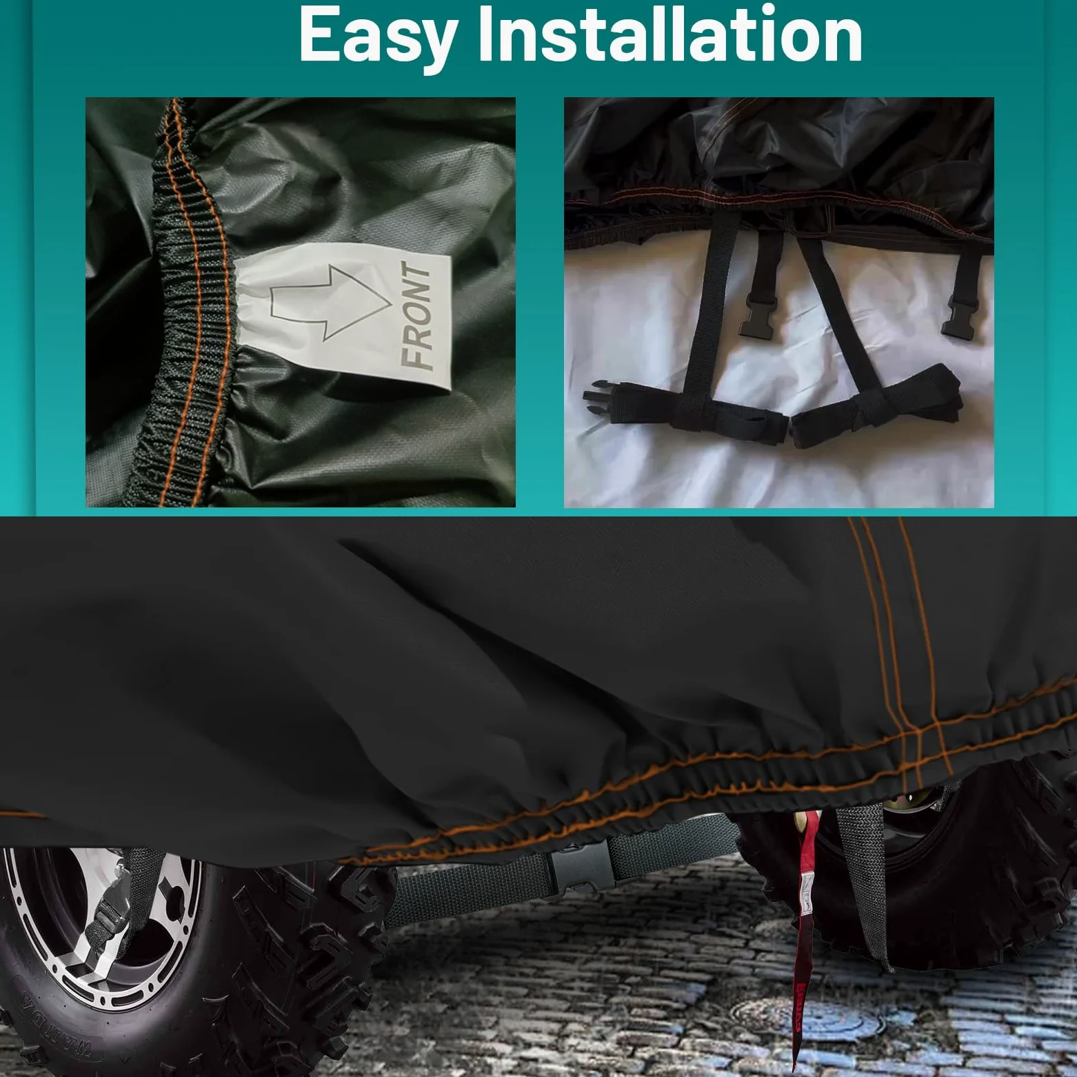 QYMOTO Funda para UTV de 2 plazas, Compatible con Polaris Ranger 570, Fundas RZR 900/1000, Honda Pioneer 500/700, Can Am X3, Arctic Cat Side by Side All Weather Protection Wind Waterproof