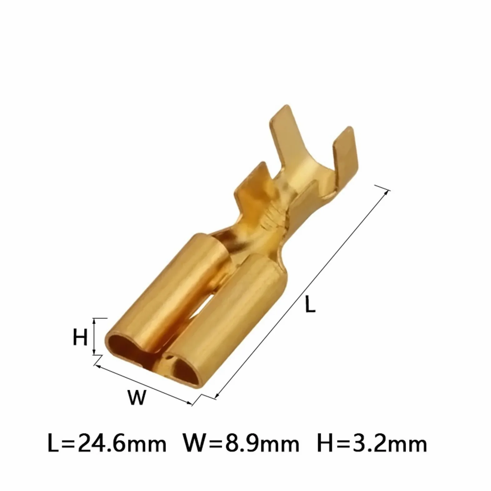 Terminal de engarzado Dorado de latón, Conector de prensado en frío, DJ625-7.8X0.8C, DJ623-E7..8, 7,8mm, for Coche(Female A,500 Pcs)