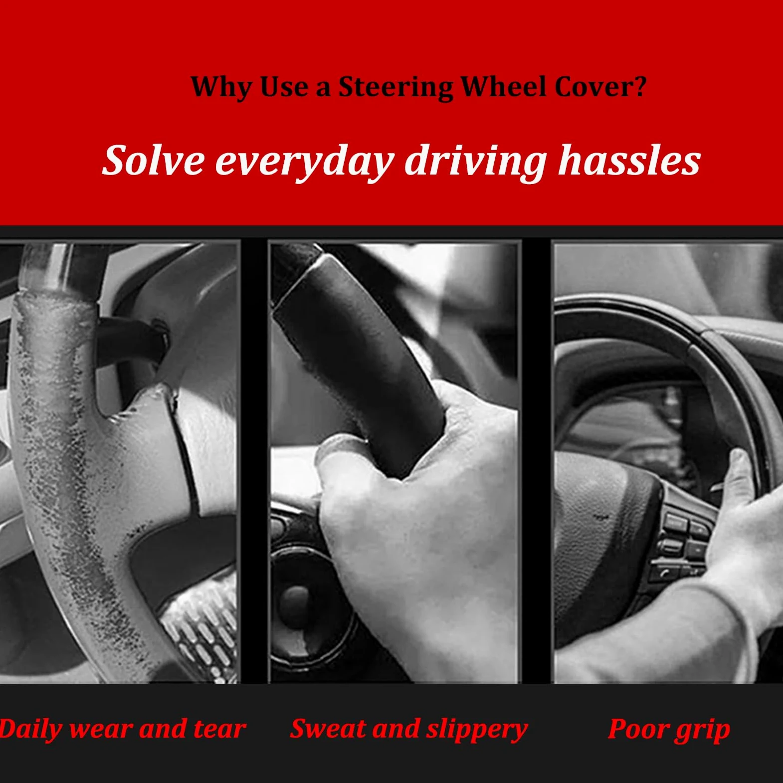 Funda para volante de coche de piel auténtica negra para hombres y mujeres, funda de cuero vacuno, suave, transpirable, antideslizante, funda de volante de lujo, tamaño estándar universal de