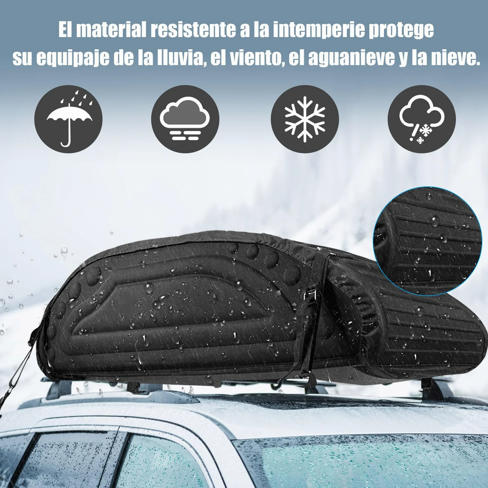 RELAX4LIFE Cofre Techo Coche Plegable 400L con 4 Correas Seguras y 4 Asas Robustas, Baul Coche Techo Impermeable con Bolsa Portaequipajes para Jeeps, Todoterrenos con/sin Portaequipajes, Negro