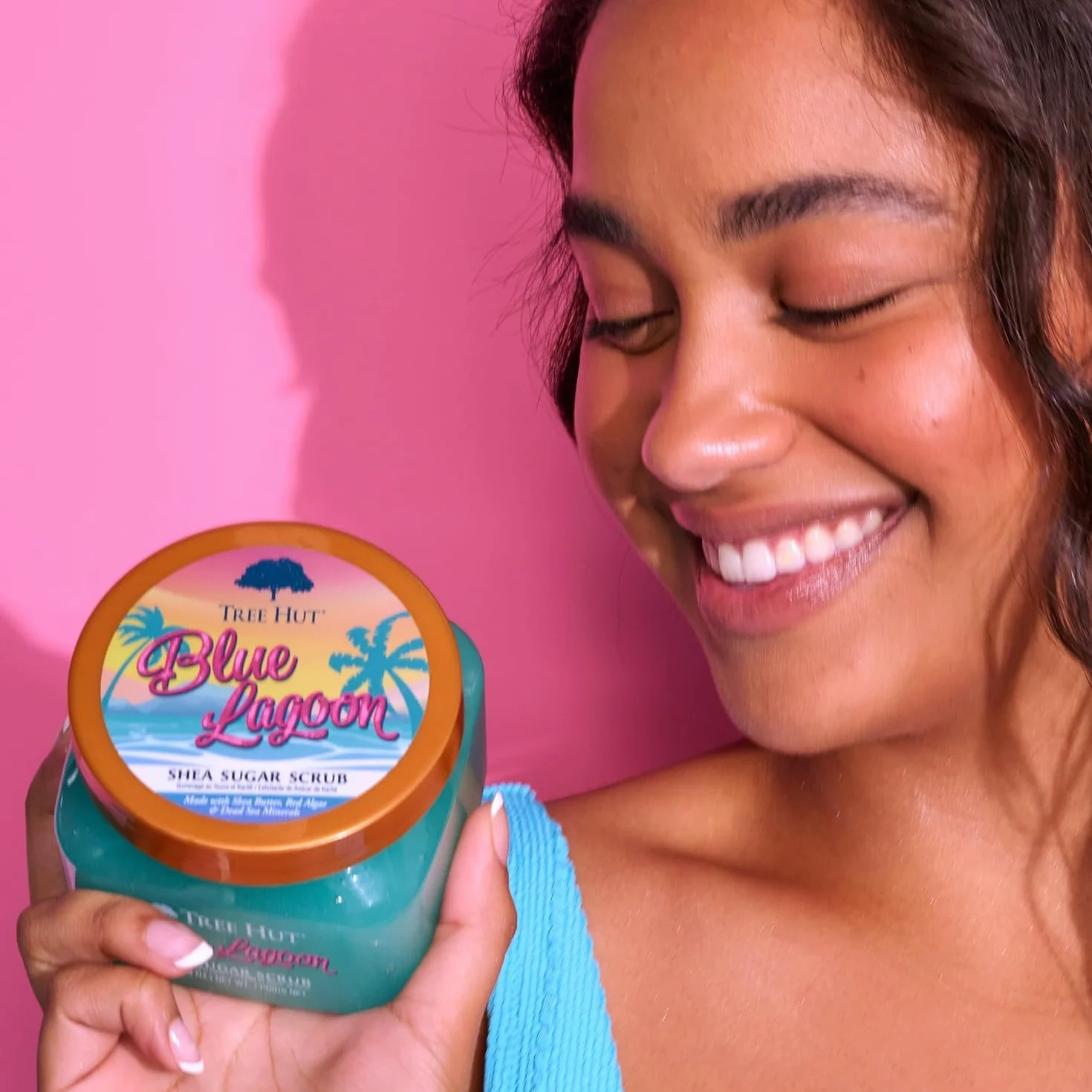 Tree Hut Blue Lagoon Exfoliante de azúcar de karité 18 onzas exfoliante corporal hidratante