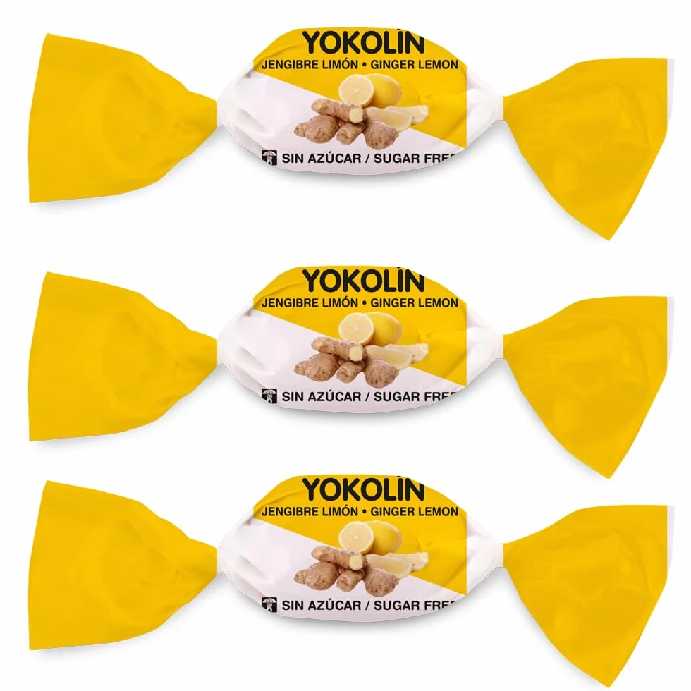 Caramelos Cerdán Yokolín Caramelo sin Azúcar Sabor Jengibre Limón con Vitamina C Bolsa 150 uds 500g Caramelo Duro Sin Gluten