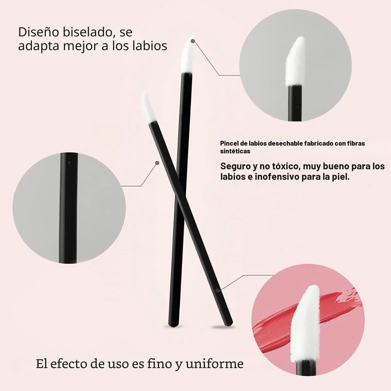VEGCOO 300 Pinceles Desechables para Labios y Cejas Maquillaje Negro