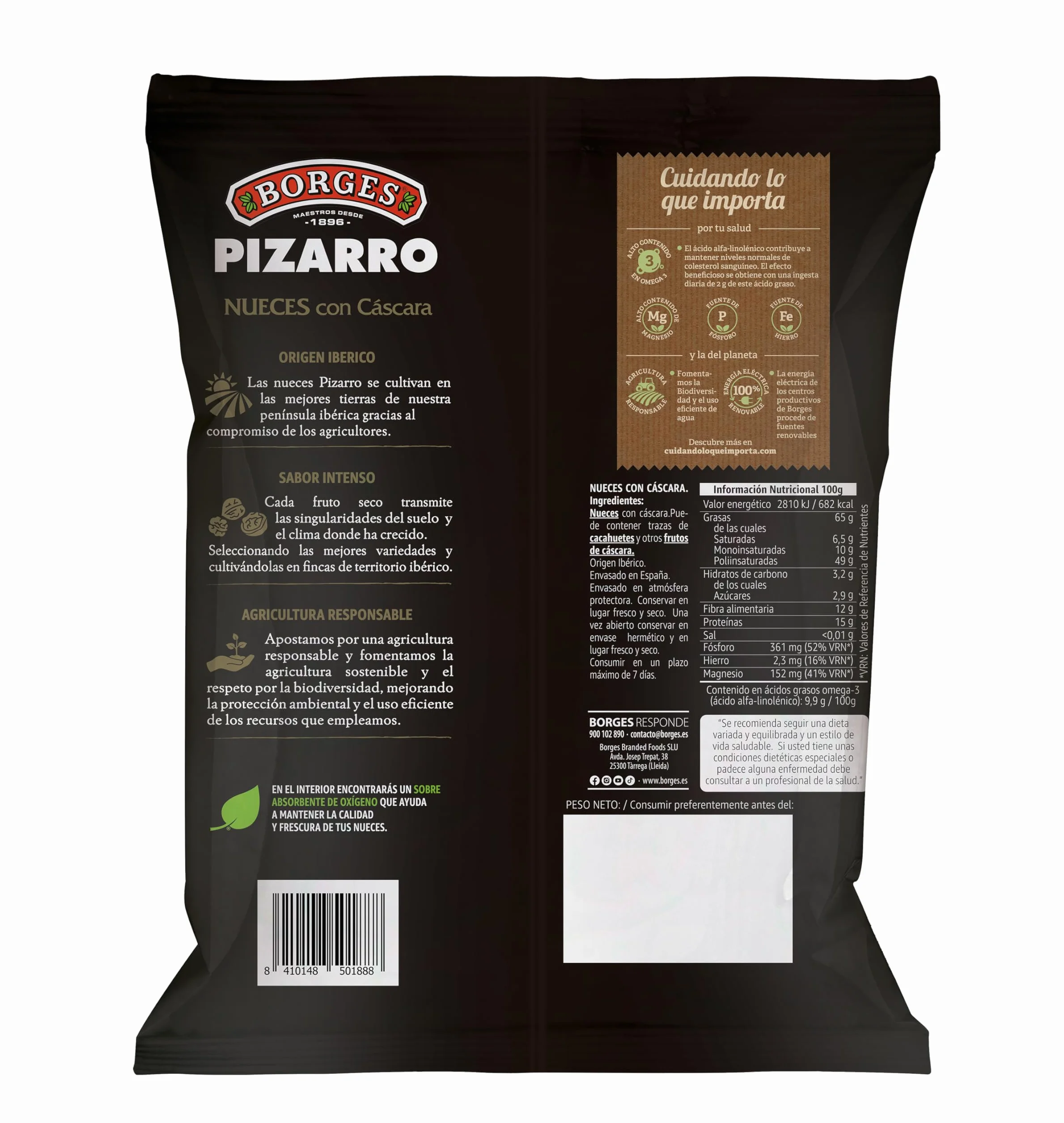 Borges Nueces con Cáscara 500g - Frutos Secos de España - Alto Omega 3
