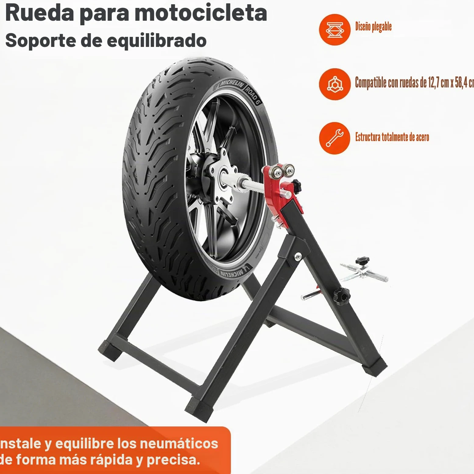 Equilibrador de Ruedas de Motocicleta, Soporte de Equilibrio de Ruedas de Acero, Manual Plegable para Ruedas de Motocicleta Herramientas Portátiles para Balanceador de Ruedas