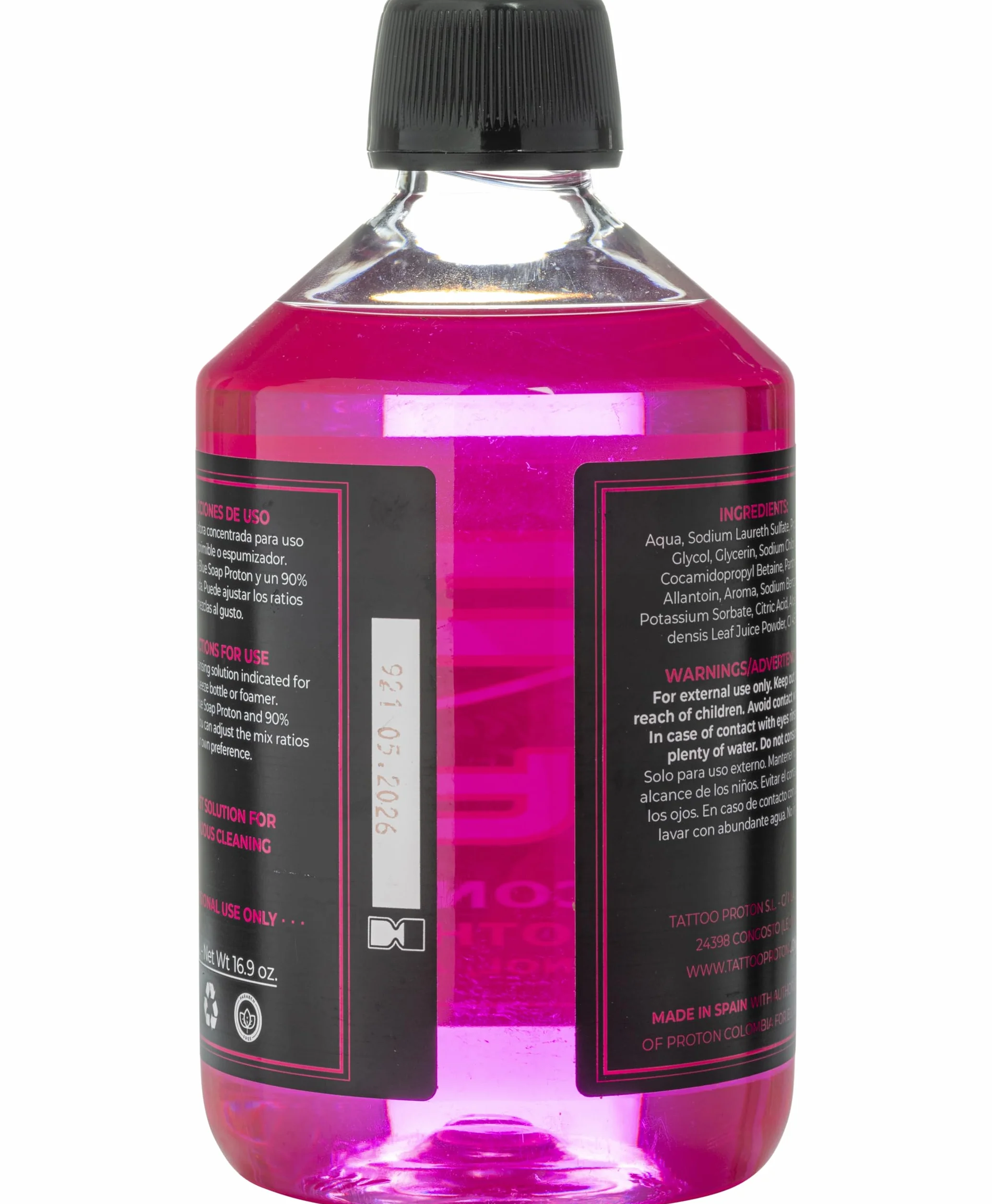Pink Soap Proton CONCENTRADO con Pantenol, Alantoina y Aloe Vera - 500ml Jabon para Tatuajes