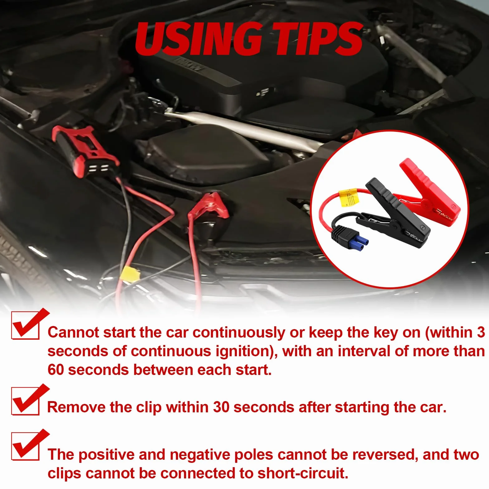 Cable de Arranque de Emergencia Automotriz Portátil, Pinza de Cocodrilo de Repuesto para Arrancador de Batería de Coche 12V, Cables de Abrazadera de Refuerzo Inteligente de Alta Durabilidad