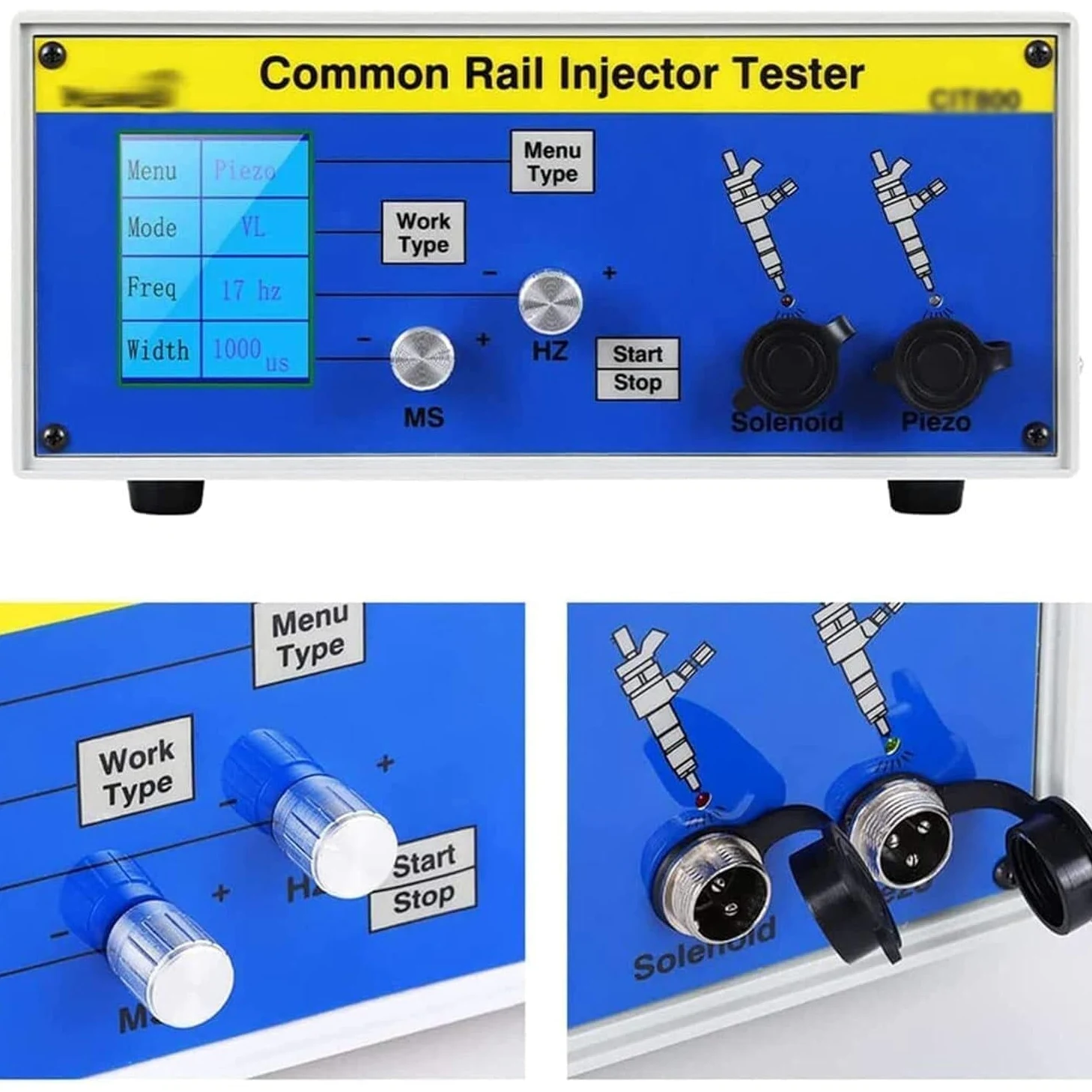 Common Rail - Comprobador de inyector con validador, frecuencia ajustable y ancho para diagnóstico automotriz