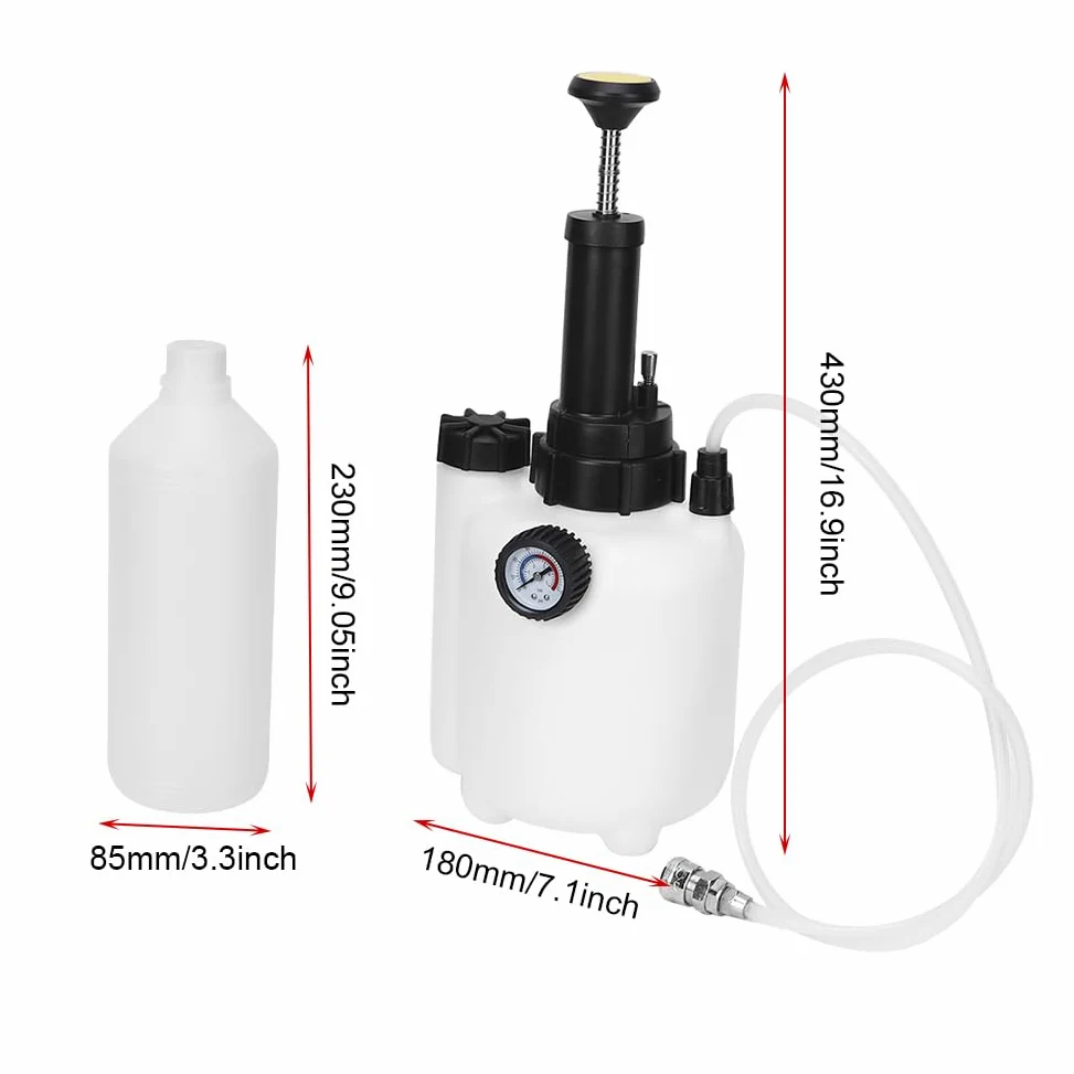Extractor de líquido de frenos neumático de 3 L, herramienta dispensadora de aceite de motor con manómetro, manguera resistente al aceite para el cambio de fluido de transmisión de