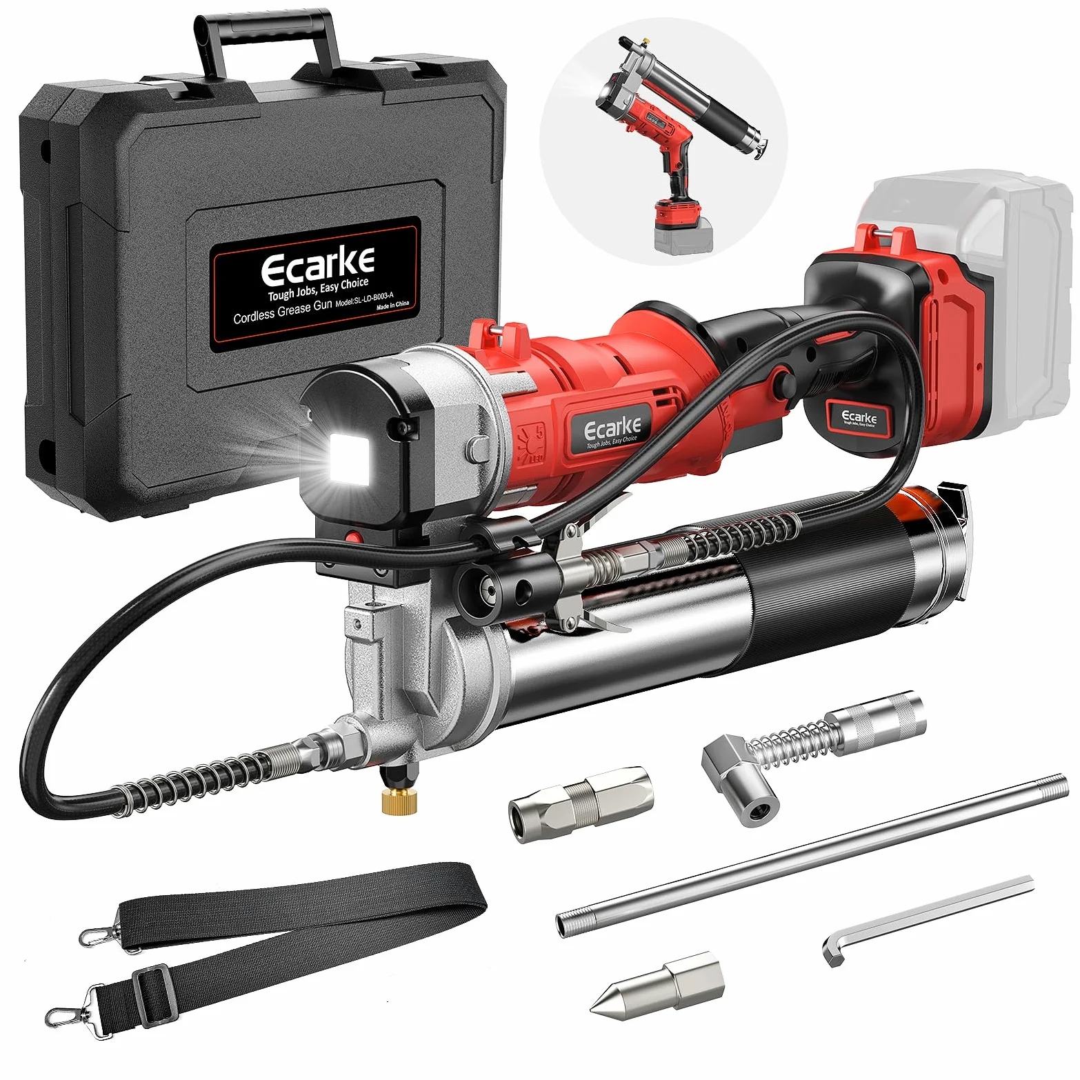 Ecarke Pistola de engrase con batería Compatible con baterías Milwaukee de 18 V