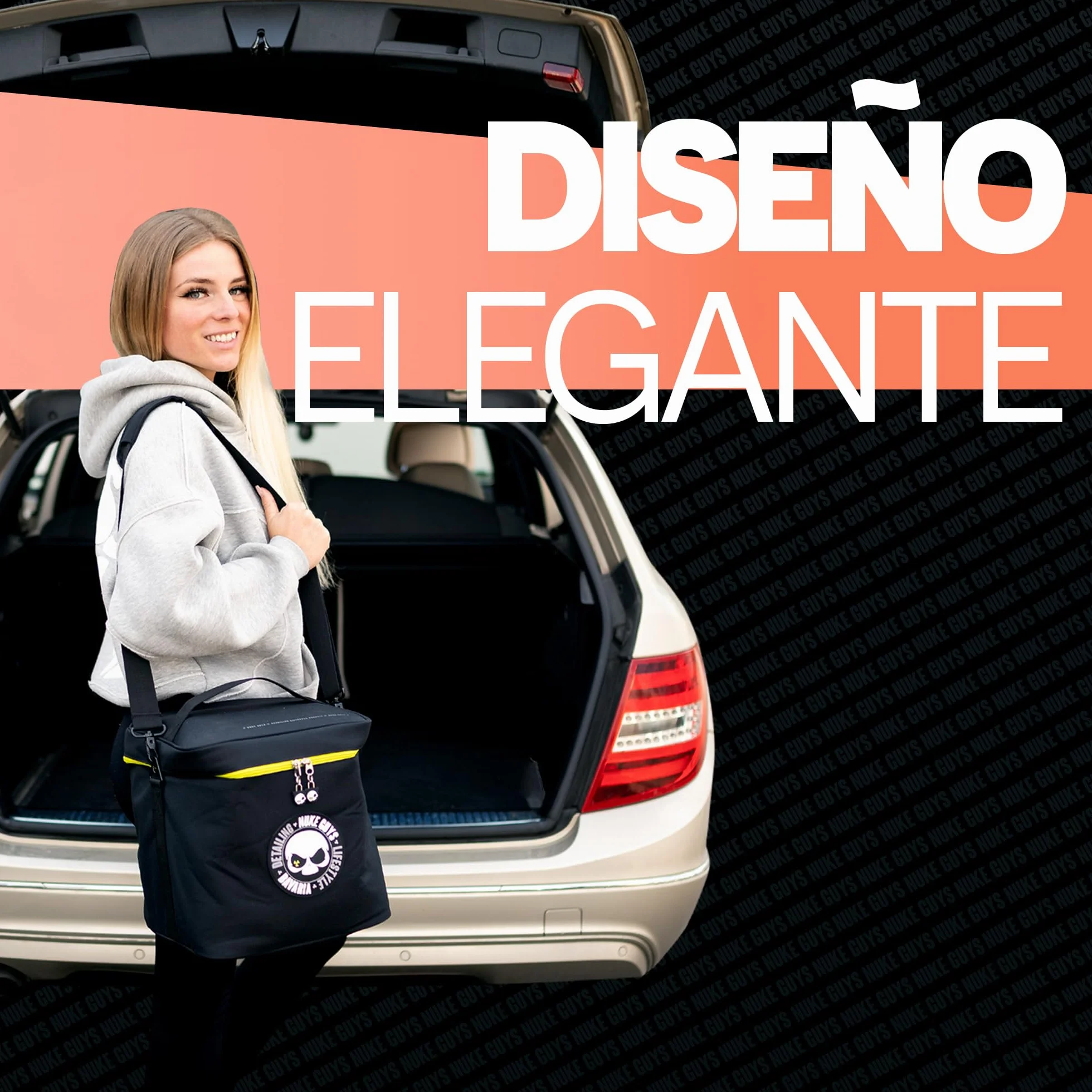 Nuke Guys Bolsa de detalles pequeña | Práctica para el maletero con velcro | Organizador para productos de cuidado del coche