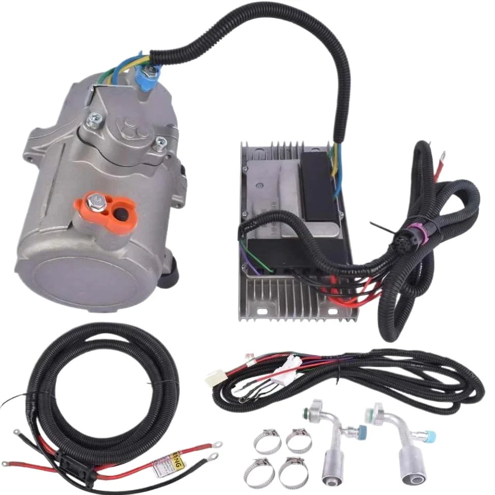 Kit de compresor de aire acondicionado de 12 V, compatible con vehículos recreativos, furgonetas, autobuses