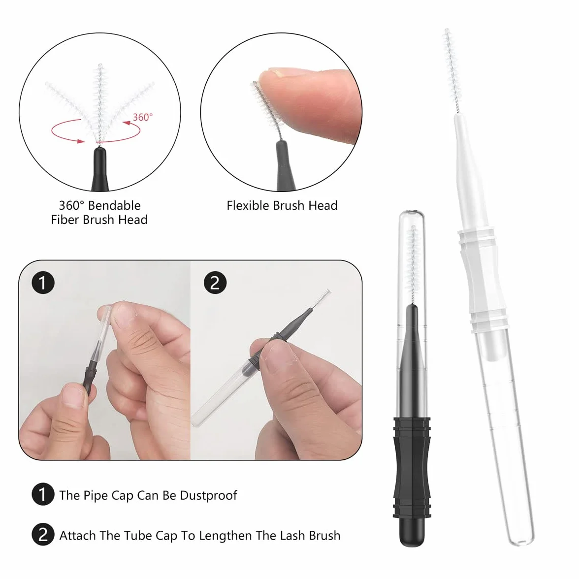 Brochas Microcejas con Tapa, Cepillo Carrete Cejas, Micro Cepillo Laminación de Cejas, 2 Tamaños
