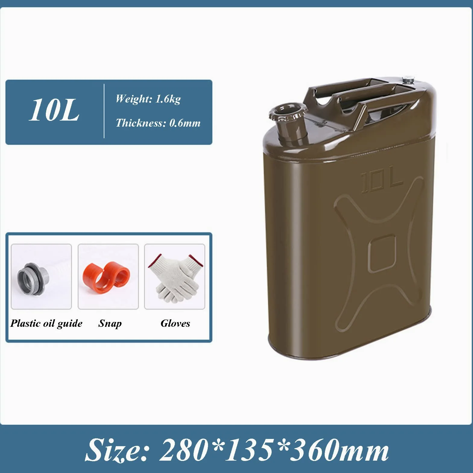 Tanque de Combustible portátil Jerry Can, Garrafa de Gasolina y Diésel en Metal con Mango de 3 Barras para Motocicleta SUV ATV Dirt Bike Coche Barco Vehículo