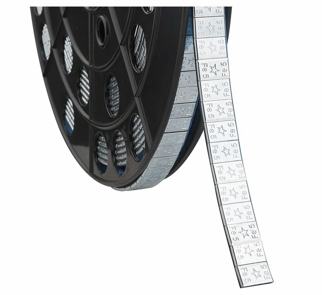 SIO Rollo Contrapesas Adhesivas para Llantas Coche 6 kg – Pesos Equilibrado 5g Segmentados – Plomo/Acero para Equilibradora – Adhesivo Fuerte Anticorrosión – Taller Mecánico Profesional