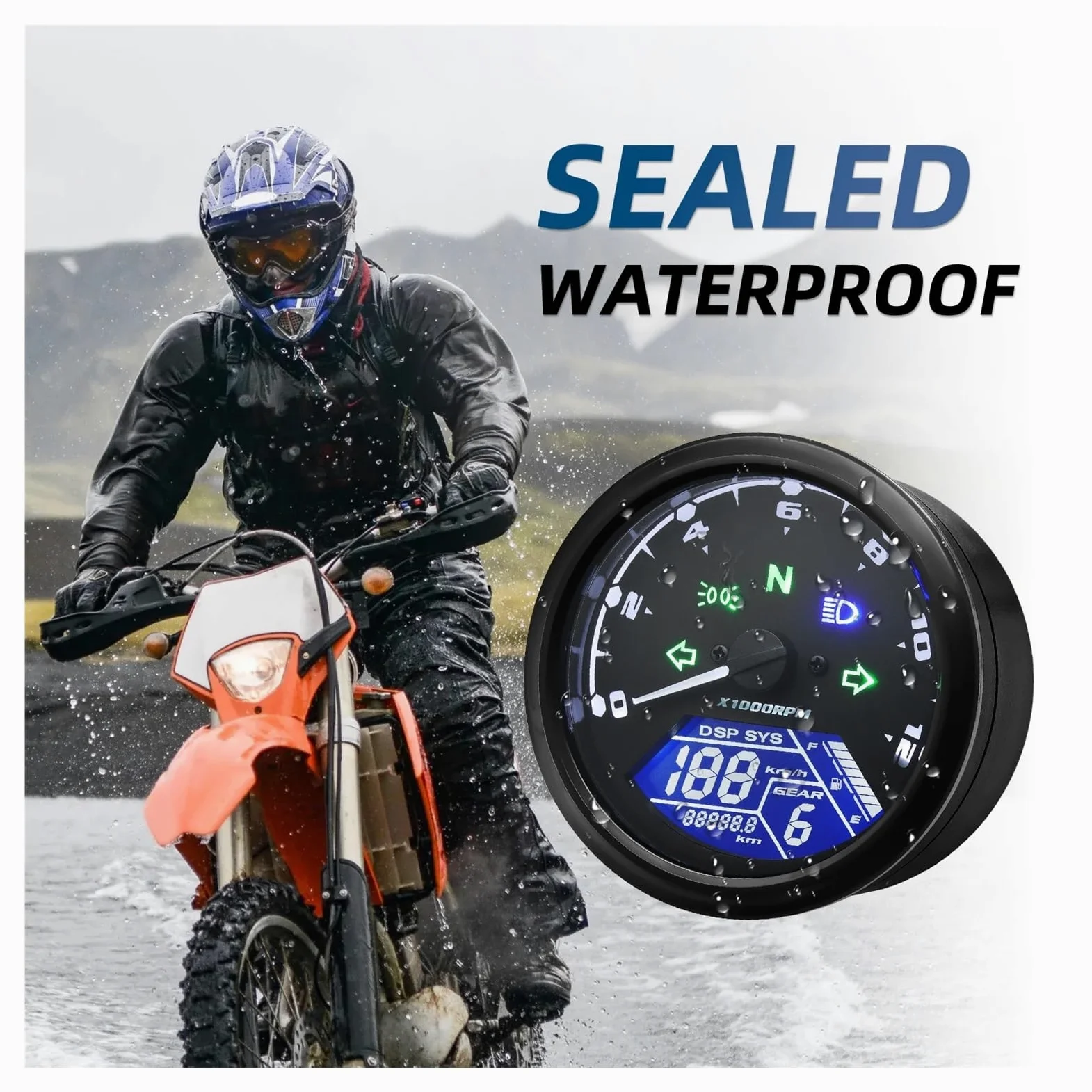 Velocímetro Universal para Motocicleta, Odómetro Digital, Indicador De Marcha, Contador De Horas De 12000 Km/h/mph, Tacómetro para Ho&nda Y Ya&maha. medidor