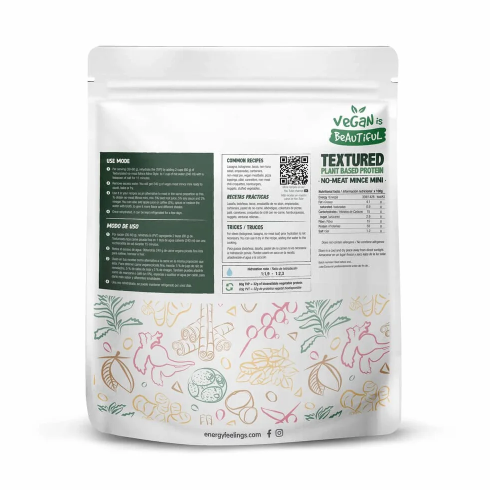 Proteína de Guisante Texturizada Tipo Carne Picada Fina 400g Vegana Ecológica 53% Proteína Sin Gluten
