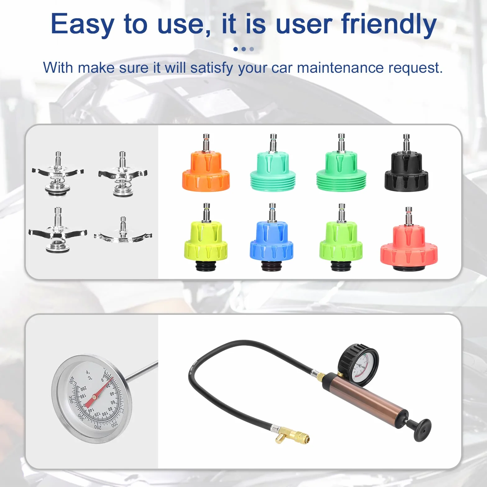 Kit universal de detección fugas en depósitos combustible for automóviles, herramienta detectora for , probador presión agua del radiador, kit herramientas vacío for refrigerante aire acondicionado