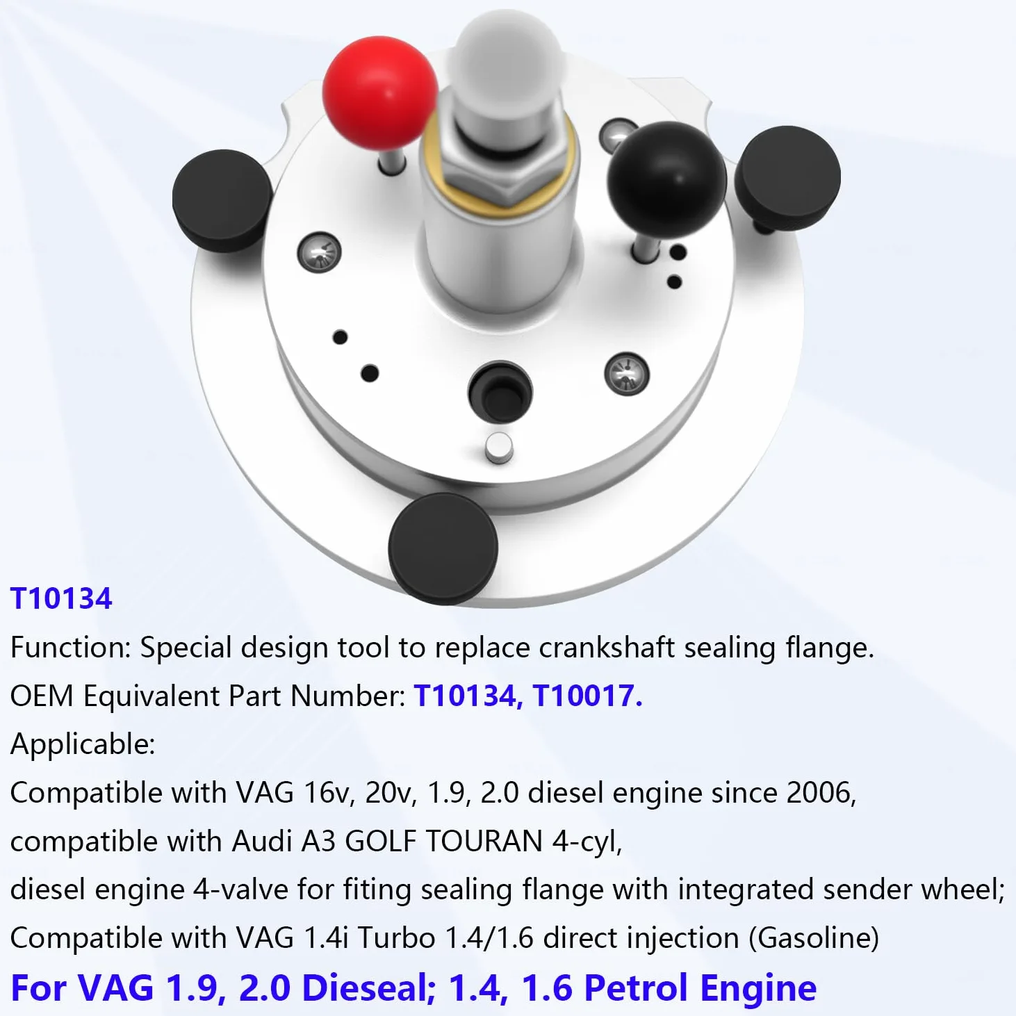 ZKTOOL Herramienta de Instalación y Extracción de Brida del Sello Trasero del Cigüeñal, Compatible con Motores Diésel VAG 16V 20V 1.9 2.0 y Gasolina 1.4 1.6, OEM T10134 T10017
