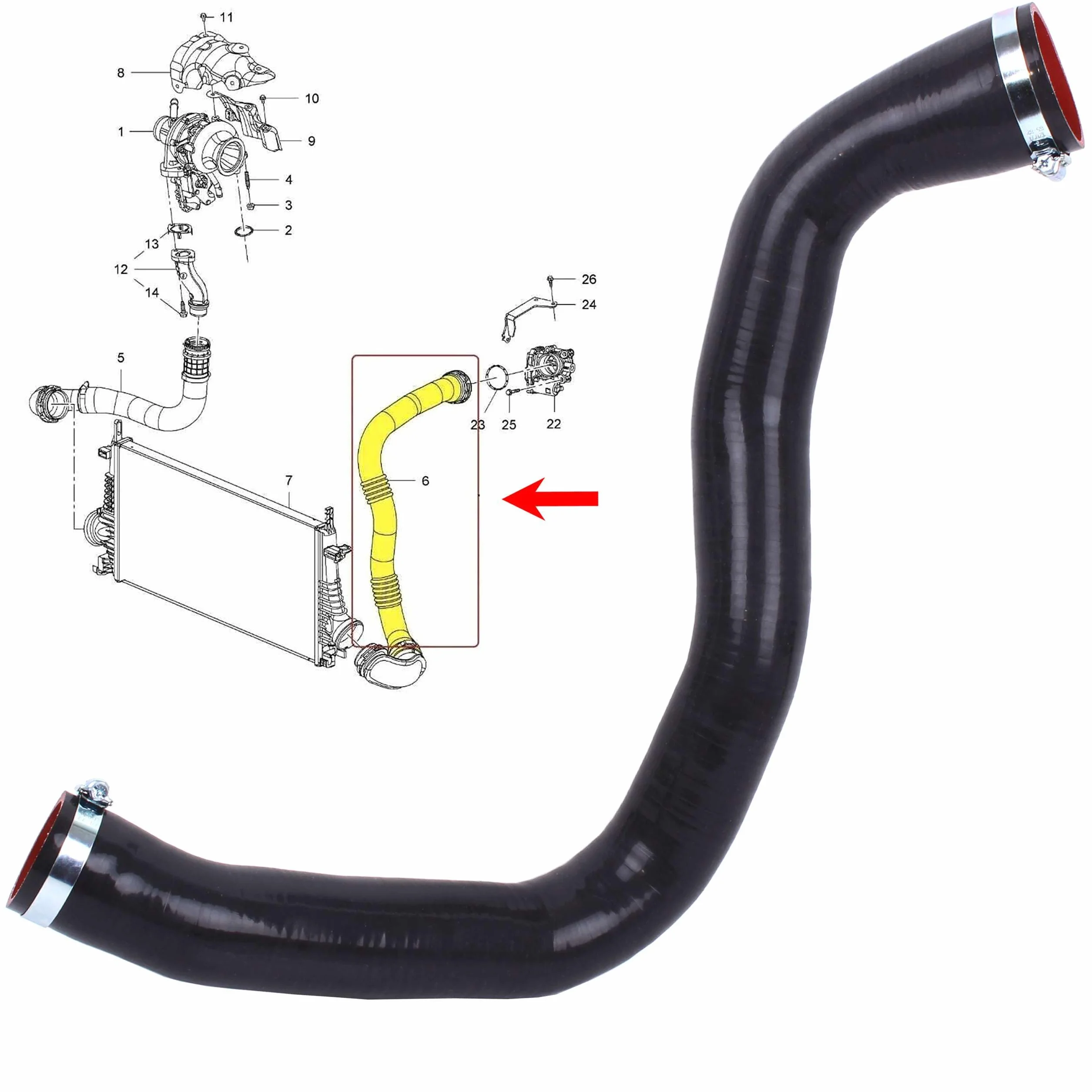 INLY Manguera turbo de silicona para el aire de carga, turbocompresor compatible con Insignia 2.0 Cdti 1302288 13419441 13419442 (2014-2017)