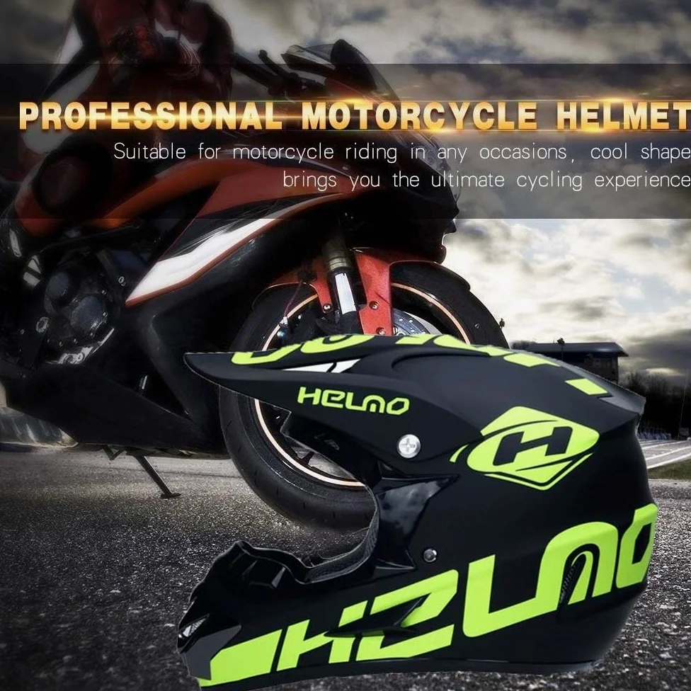 Unisexo Integral Casco de Motocross, con Gafas Guantes Mascarilla, Juventud Niño Todoterreno Moto BMX MTB ATV Cascos, Cuesta Abajo Quad Dirt Bike Enduro Casco, Regalo para Niño y Niña