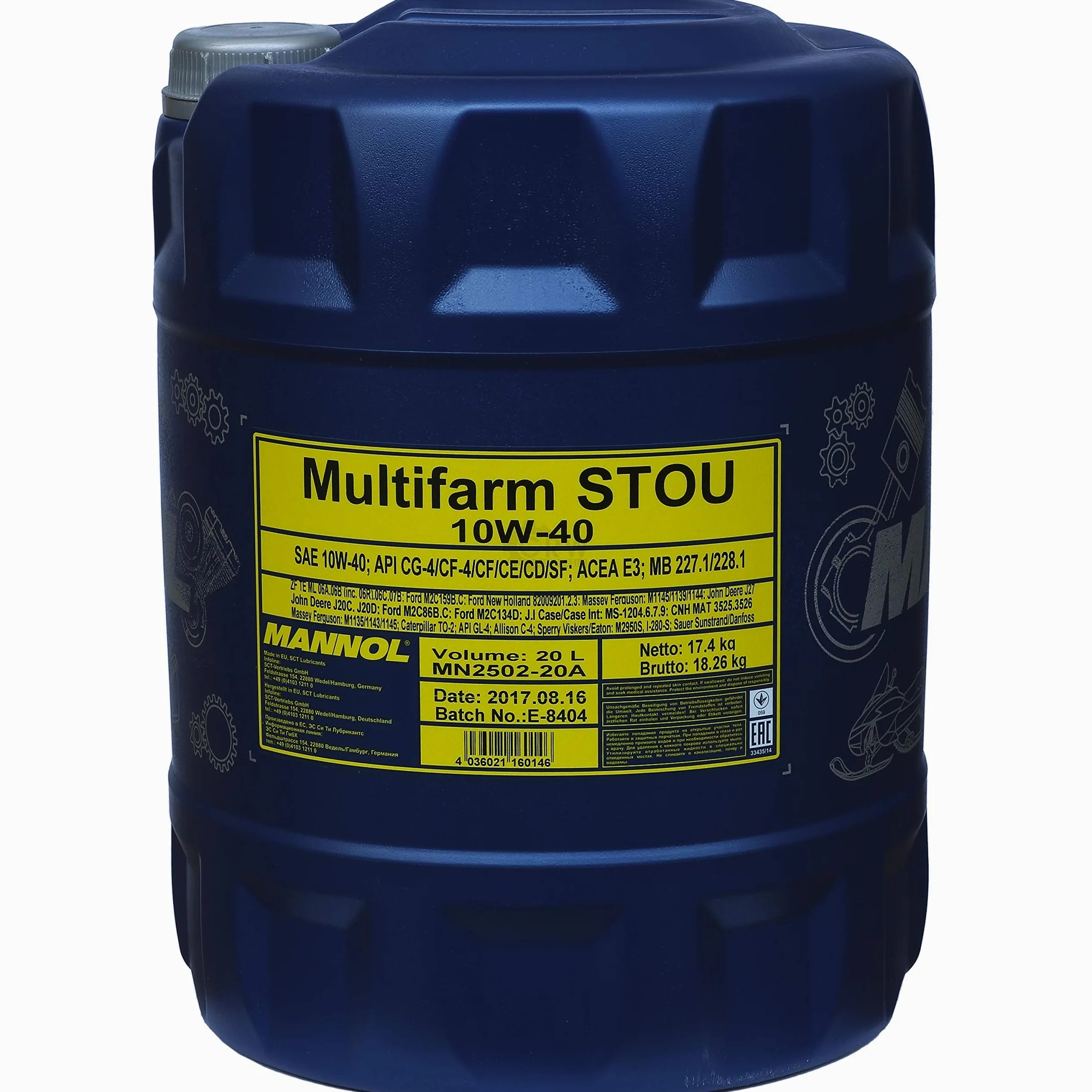Mannol Multifarm STOU 10W-40 - Aceite de motor para maquinaria agrícola (20 L, 4 unidades)