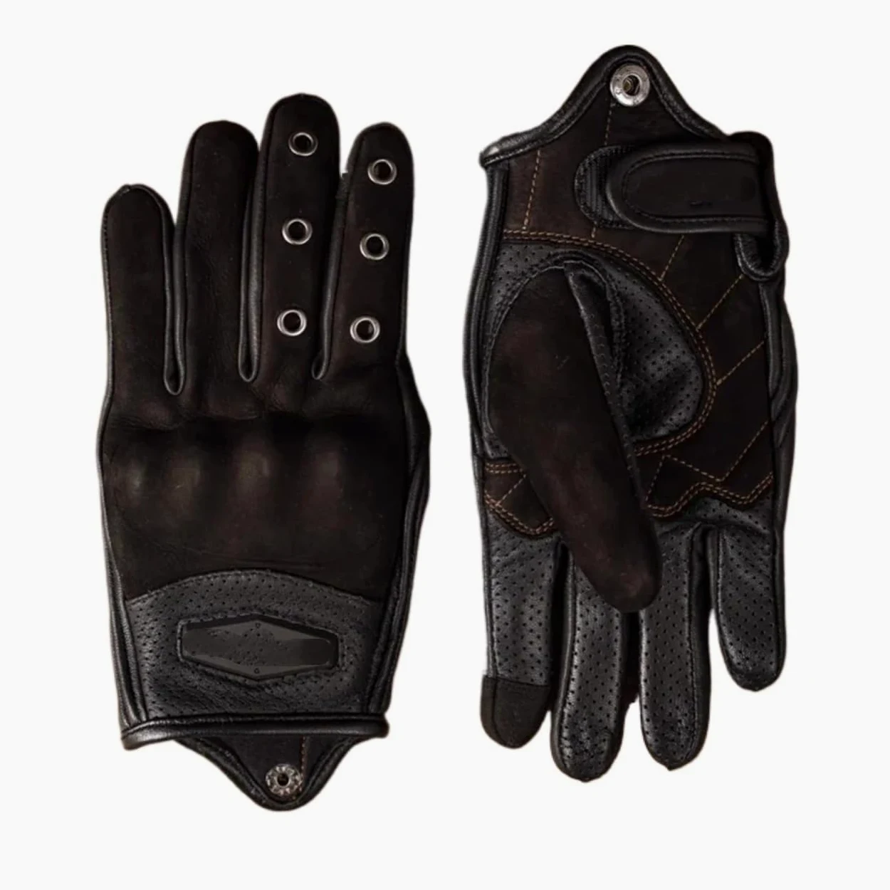 Genérico Compatible con Guantes de Montar de Cuero Vintage MR Motor | Armadura antiarañazos for hombres mujeres verano senderismo escalada ATV