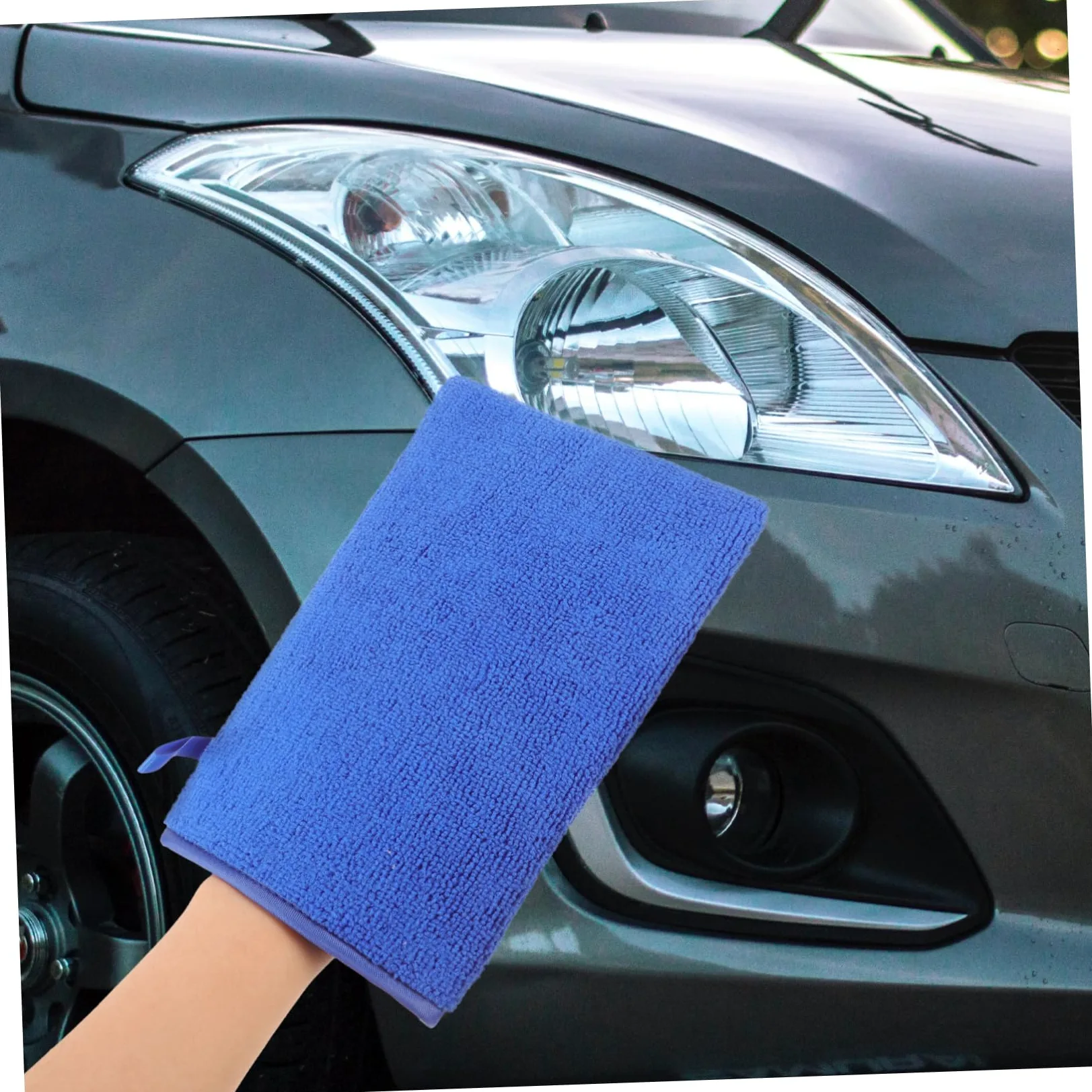 GLEAVI 3piezas Guante De Lavado De Arcilla para Coche Guante Descontaminante Reutilizable para Limpieza Exterior y Detallado Automotriz Azul
