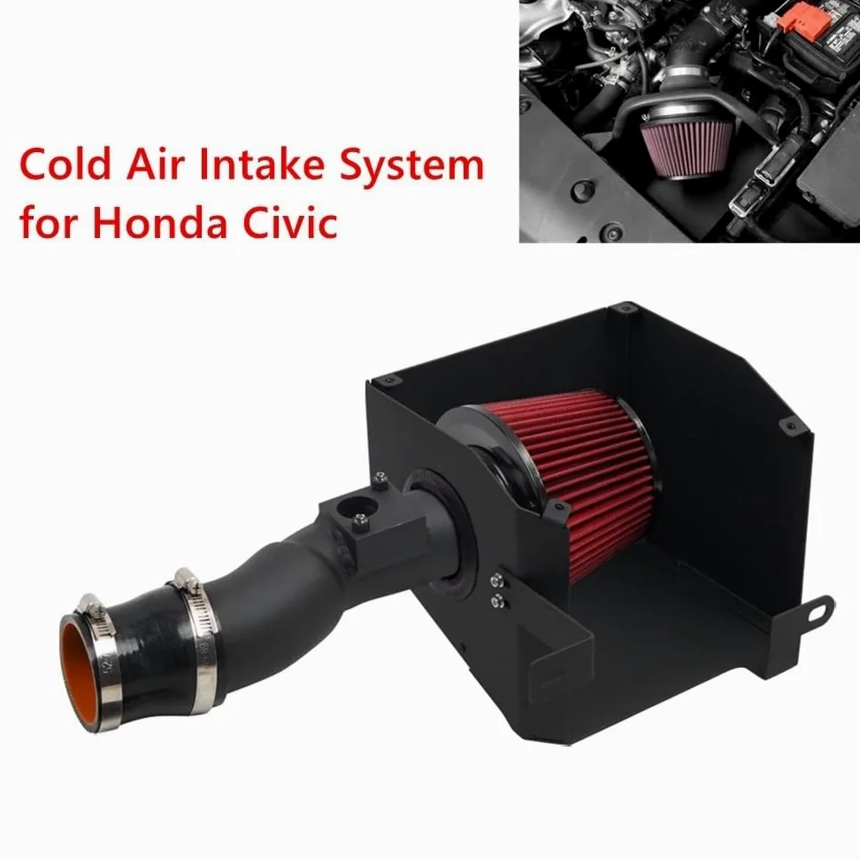 Kit de admisión frío Kit de sistema de admisión de aire frío con filtro de aire de alto flujo Compatible con Civic 1.5T, aumento y potencia Filtro de Aire