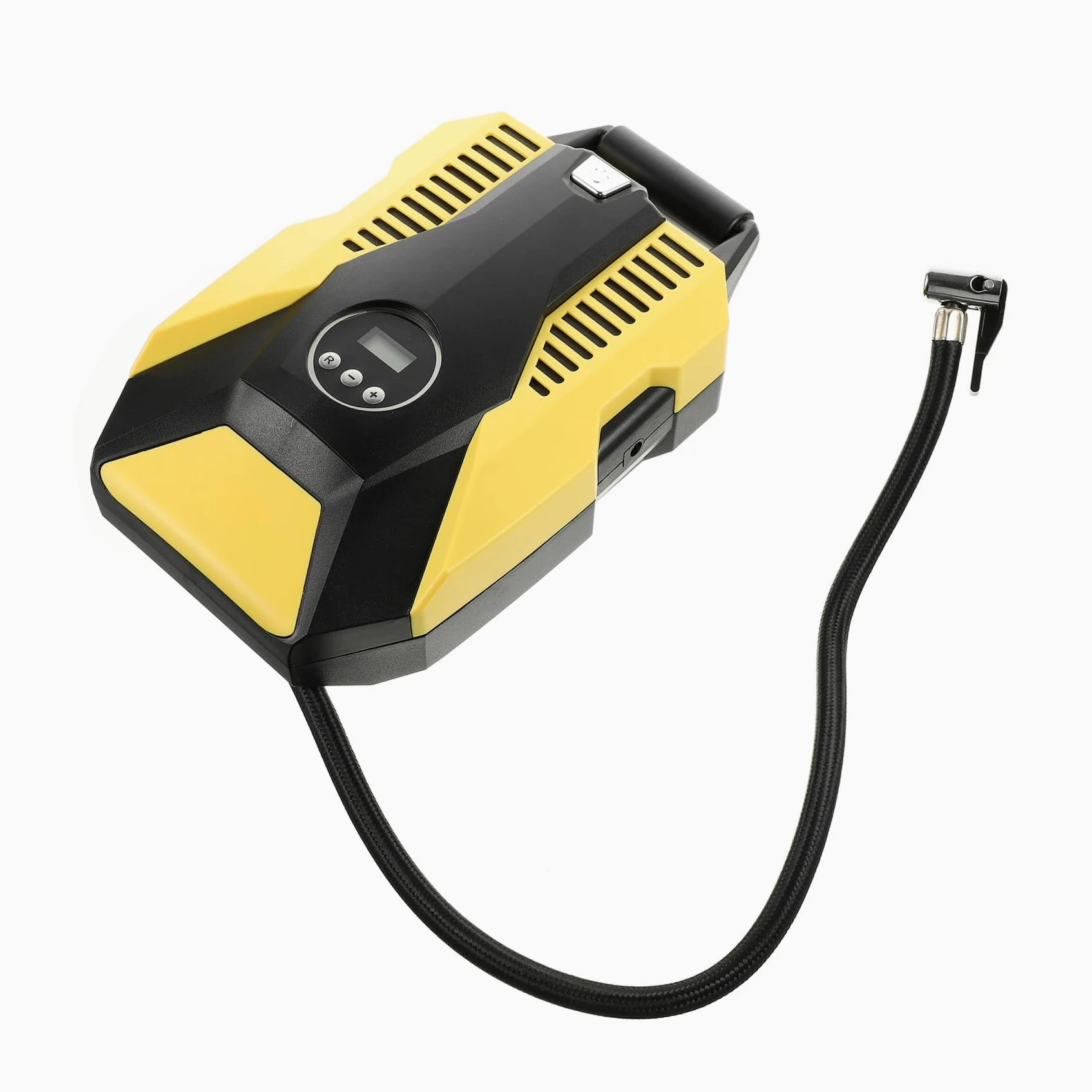 Inflador de Neumáticos Digital con Medidor de Presión, 22 Cilindros | Abs y Cobre, Parada Automática, Pantalla Digital, para Neumático de Coche, Color Amarillo