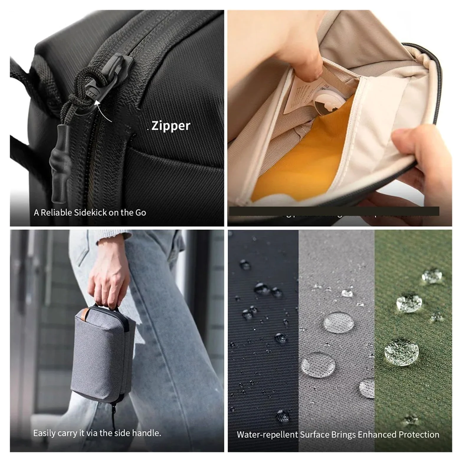 Bolsa De Moto Tech-Bolsa Organizadora Bolsa Impermeable para Electrónica Pequeña para Cables Baterías De Teléfono Mochila Motos | L Black