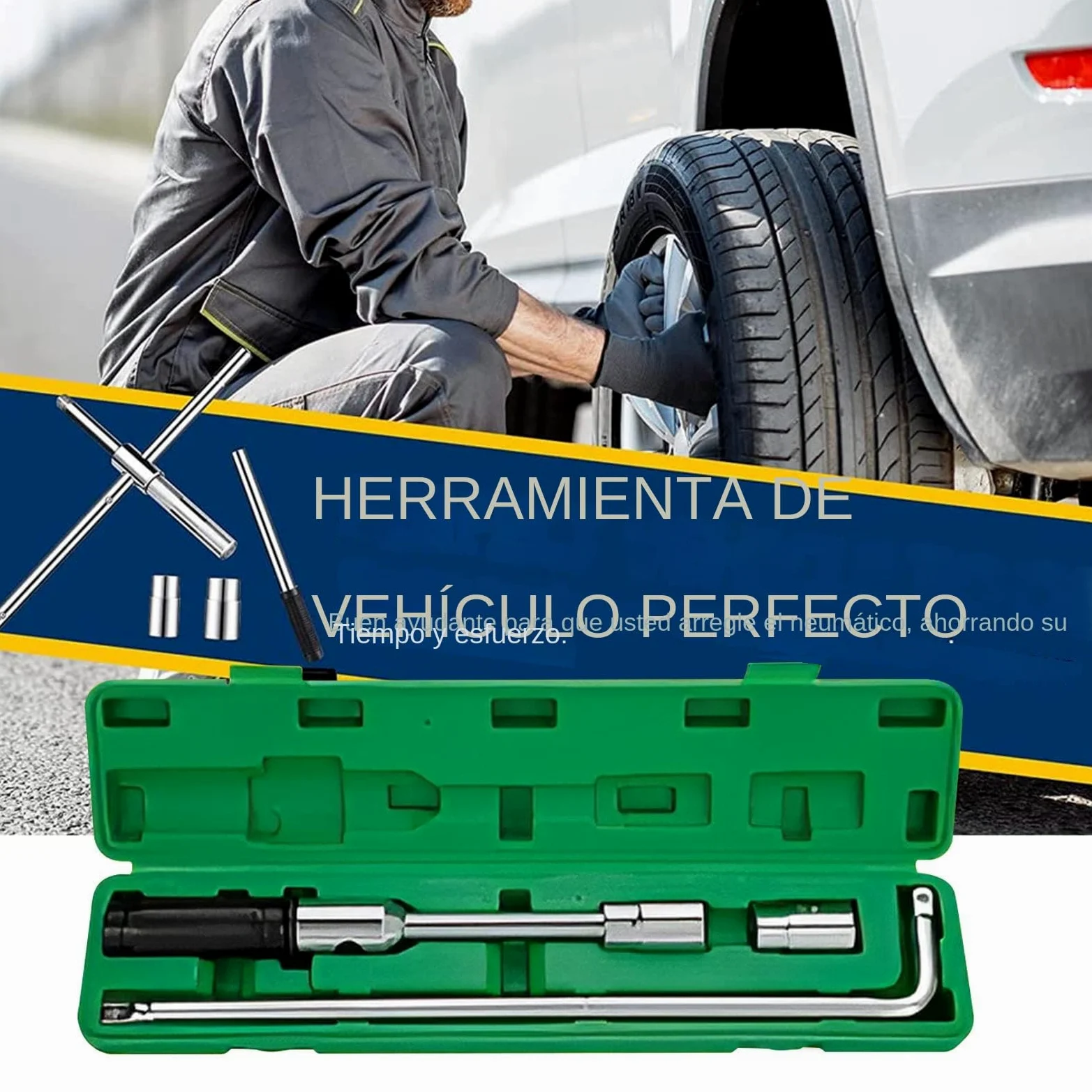 Genérico Llave de Ruedas Llave Cruzada para Tuercas de Rueda | Llave para Neumáticos Robusta Para SUV, Autocaravana, Camión, Vehículo Automotriz, Coche, Taller de Garaje y