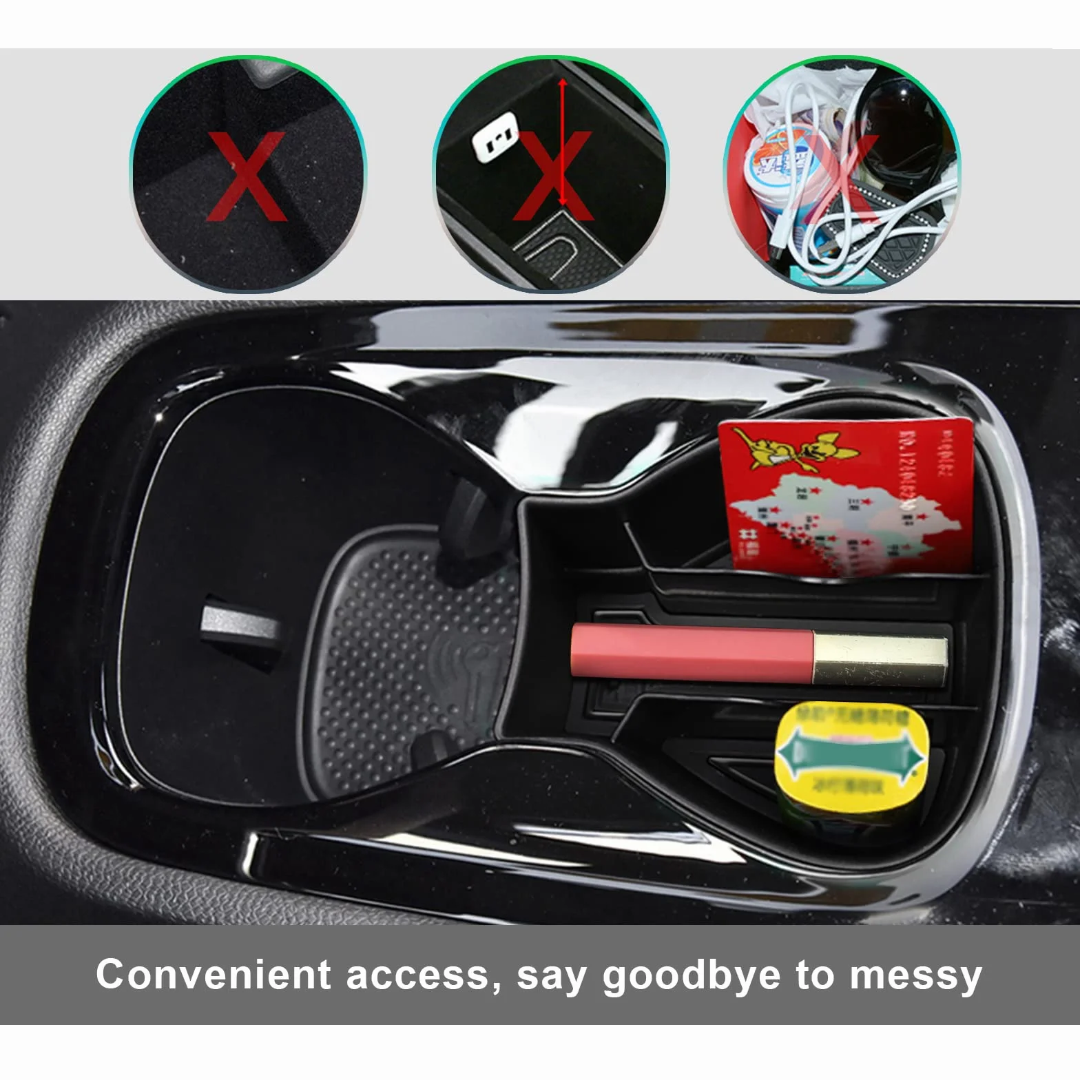 GAFAT 2020-2022 2023 V W ID3/ Cuprα Born Caja de Almacenamiento para Consola Central, ID.3 Organizador para la Guantera, Reposabrazos para Vasos de Agua, Compatible con VW ID3 Accesorios (Negro)