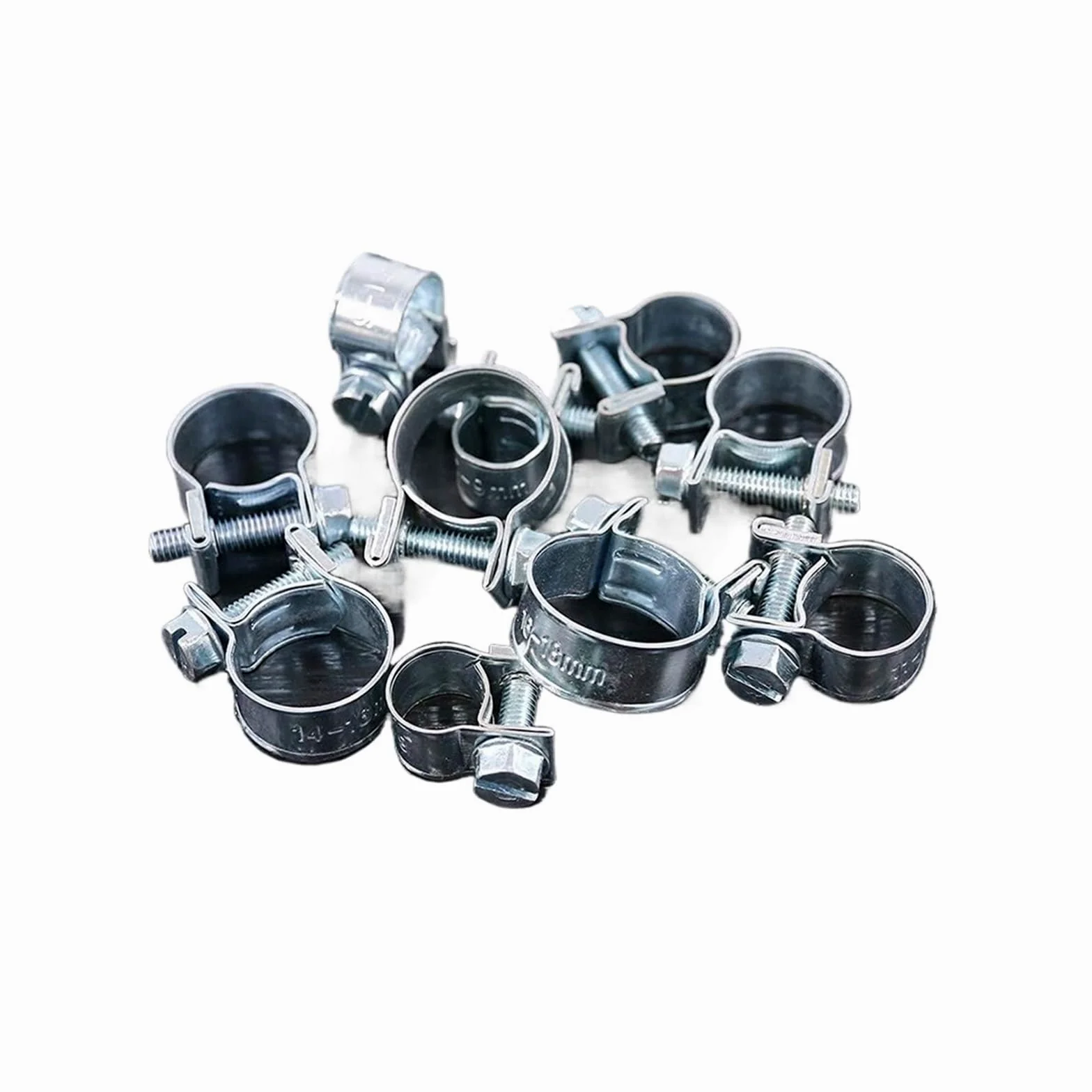 120 Uds 7-18mm Kit de abrazadera manguera combustible Mini Chapado en Zinc for tubería gasolina diésel