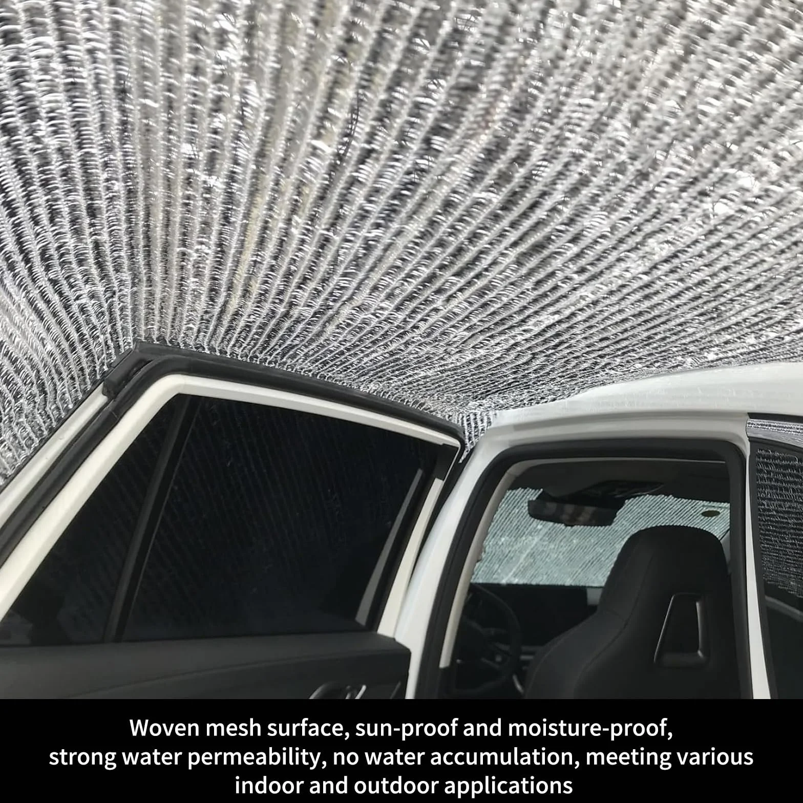 Red de Sombra para Coche,Tela Reflectante de Aluminio 2x2m,Malla Sombreadora,Red de Sombreado con Ojales,Vela de Sombra,para Coche,Perro,Balcón,Jardín,Camping