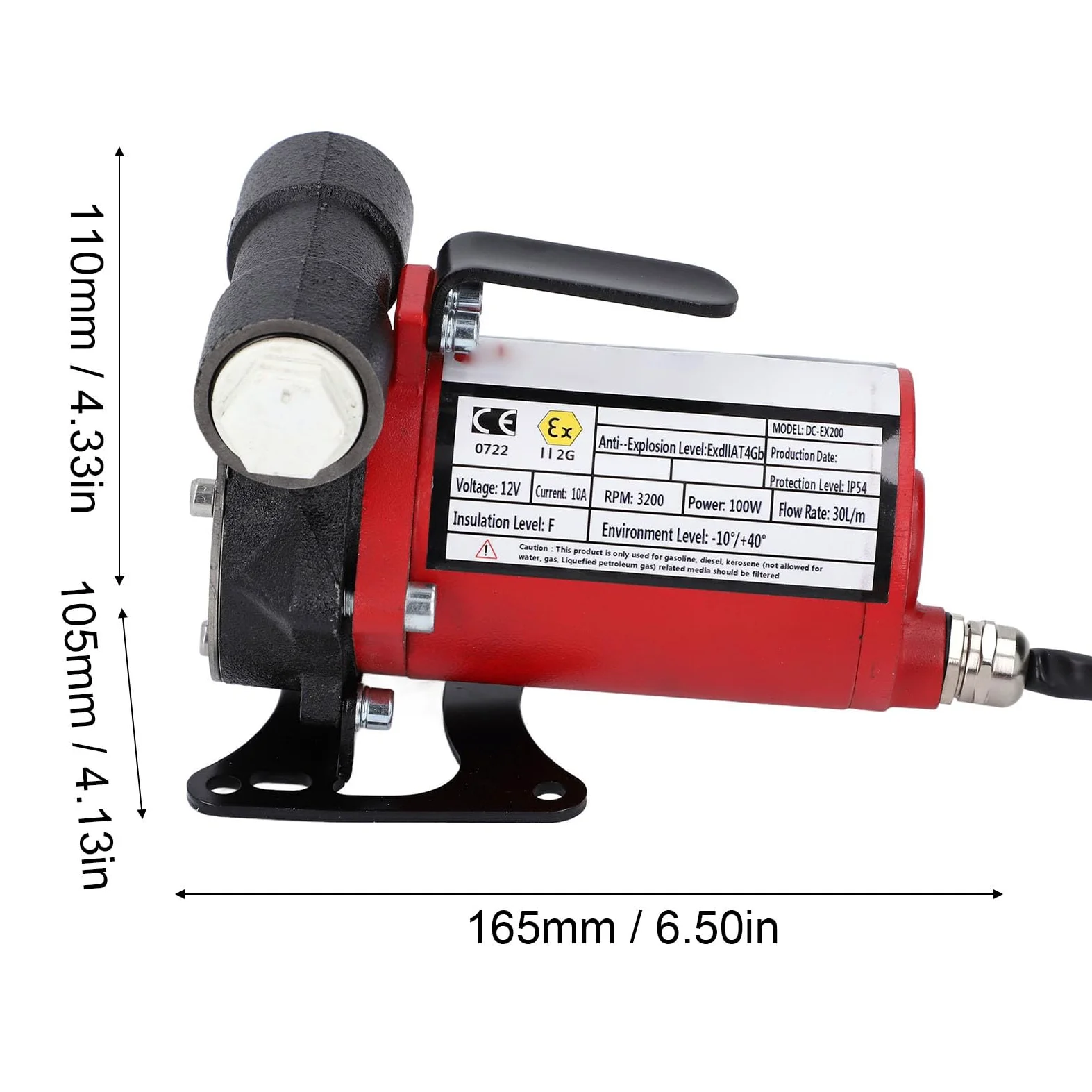 Bomba de gasolina de 12 V, caudal de 10 A, 30 l/m con interfaz BSP3/4, bomba de transferencia de aceite autocebante a prueba de explosiones para queroseno, automóviles,
