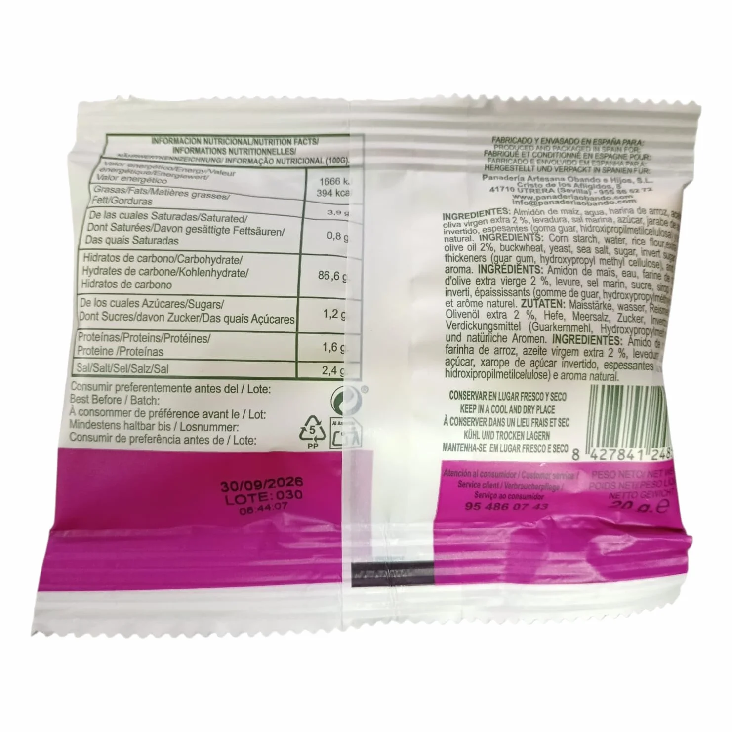 Picos de Pan Sin Gluten Artesanales Obando Pack 25 x 20 g Crujientes