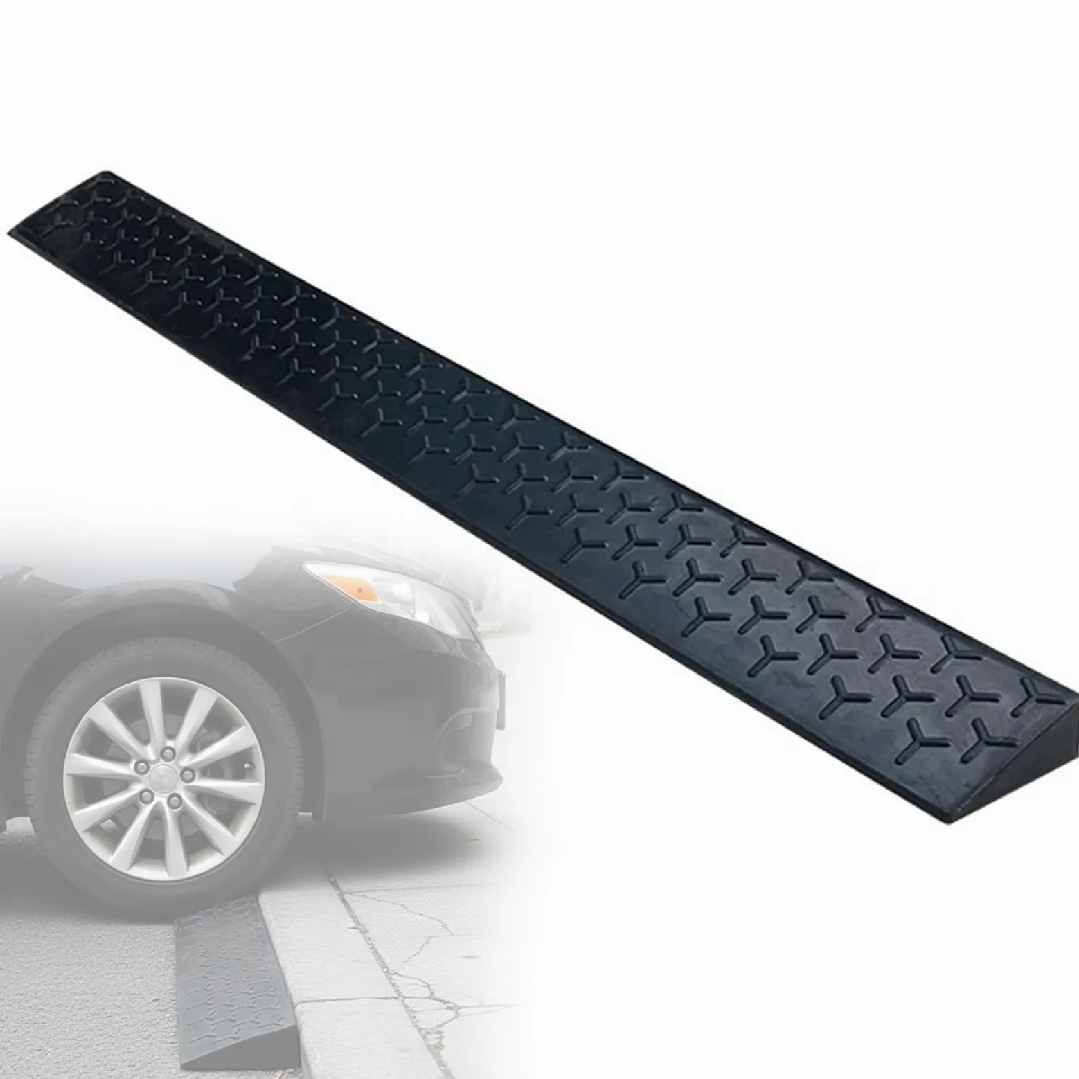Goma Rampas para Coches, Rampa Escalon Antideslizante, Capacidad de 1000 kg, para Garajes Aceras Coches Patinetes y Bicicletas(100x11x4.5cm/39x4.3x1.8in)