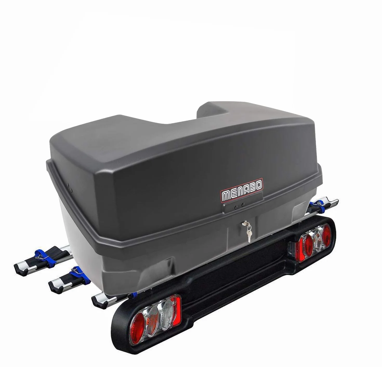 Race 3 Portabicicletas de enganche para 3 bicicletas plegable + Cofre de equipaje Nekkar negro