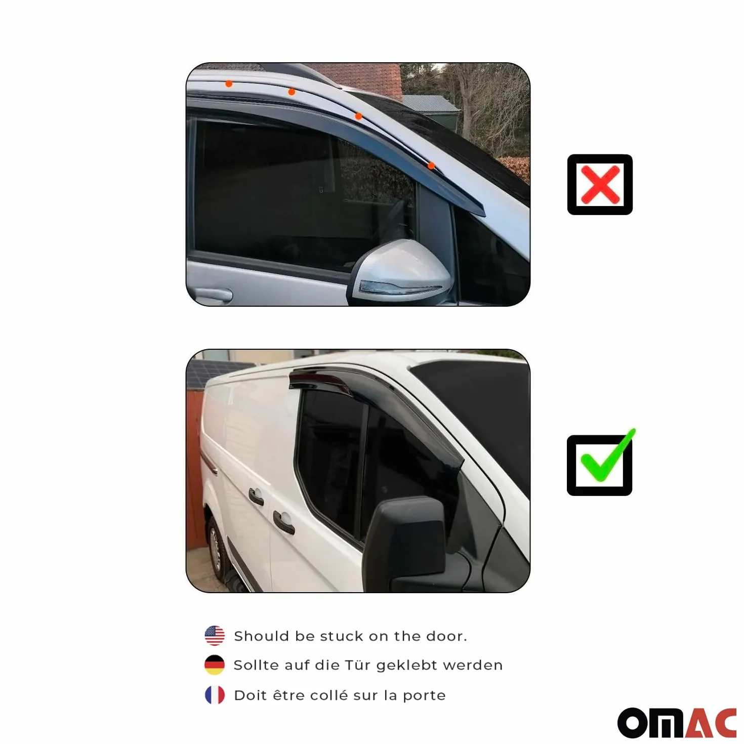 OMAC Deflectores Aire Regenabweiser Compatible con Opel Combo D 2011-2018 Negro Acrylic 4tlg
