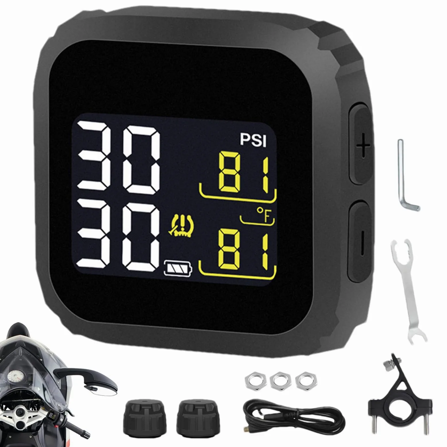Medidor De Presión De Neumáticos Multifuncional En Tiempo Real | Para Motocicleta Para Automóvil Camión Reparación Automotriz Viaje Mantenimiento De Bicicleta Hombres