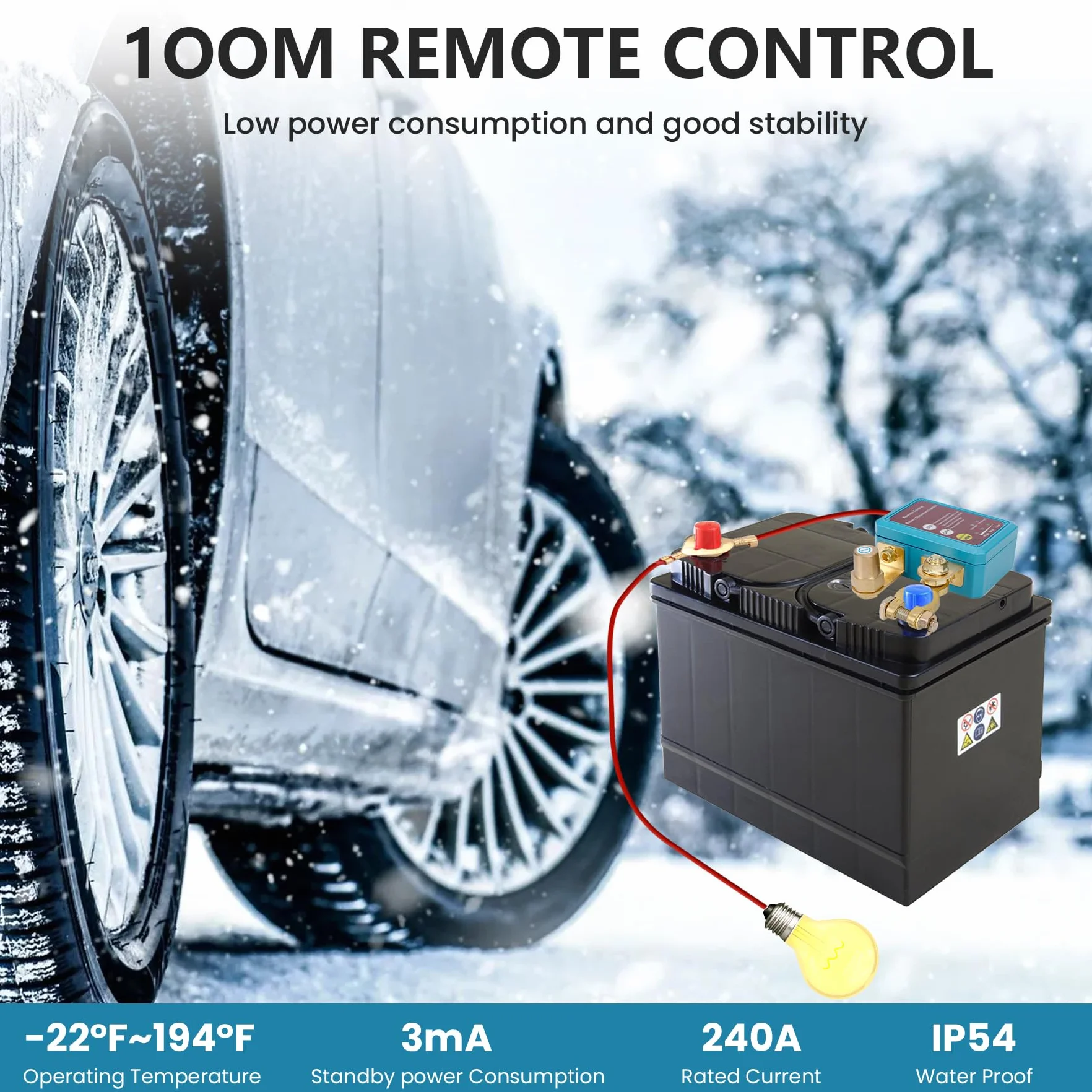 12V Desconectador de Bateria Coche con Control Remoto, Corta Corriente Bateria 12V Coche 240A Interruptor Bateria Coche, Desconectador Bateria Automática Para Moto Camión Barco Antirrobo