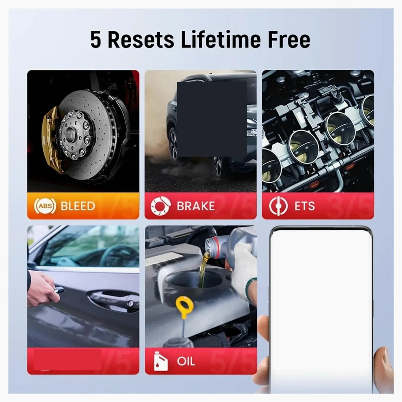 1 escáner de PC, herramienta diagnóstico completo, 5 reinicio, lector códigos coche inalámbrico,Amplia aplicación