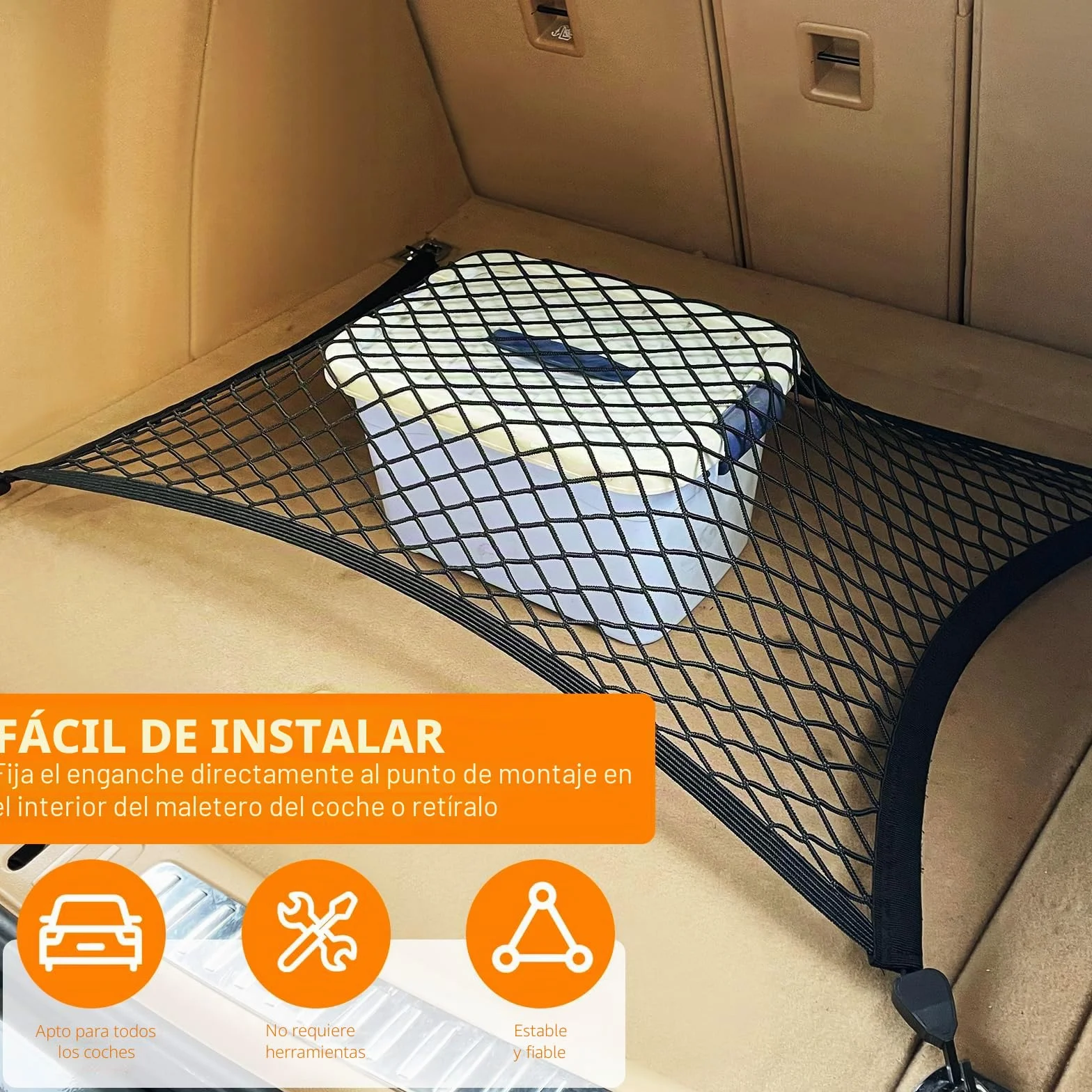 Fousenuk Red Grande para Maletero de Coche, Separadora con 4 Ganchos 80×60cm Puede Extender a 160×120cm Almacenamiento Fija, para SUV, Van, Carro Automóviles, Universal